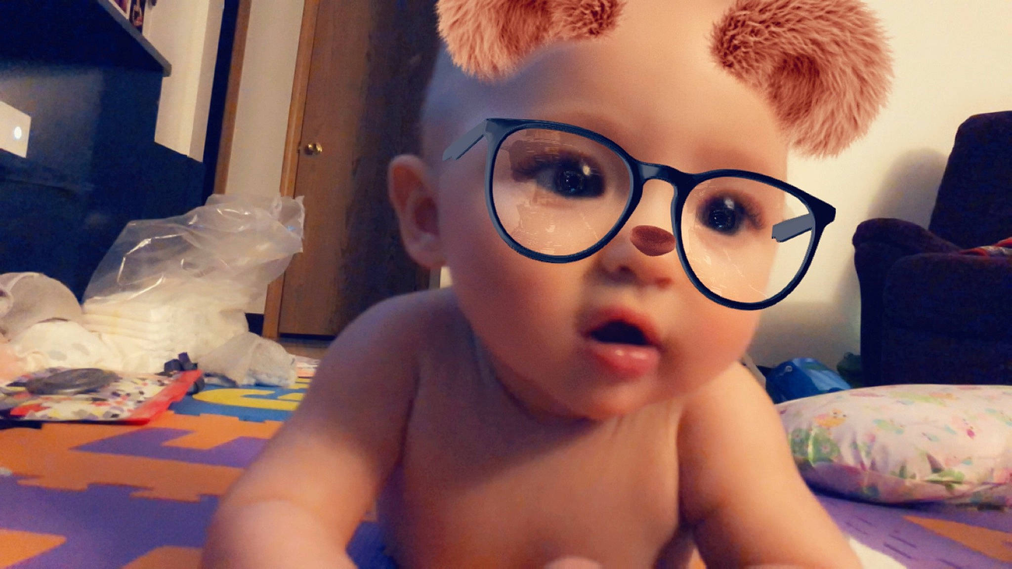 Sapphire is registered to the contest to win money with this photo: baby, cheek, child, chin, cool, ear, eye, eyebrow, eyewear, face, forehead, glasses, hair, hairstyle, head, lip, nose, person, selfie, toddler