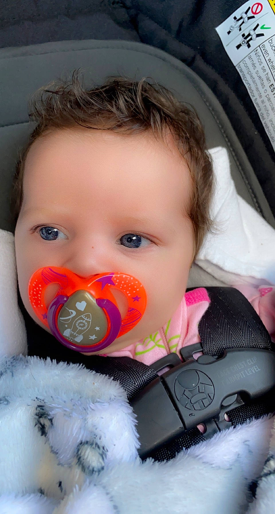 Sage is registered to the contest to win money with this photo: baby, baby_toddler_clothing, cheek, child, chin, close_up, eye, eyebrow, eyelash, facial_expression, fun, happy, iris, lip, mouth, nose, organ, person, pink, skin