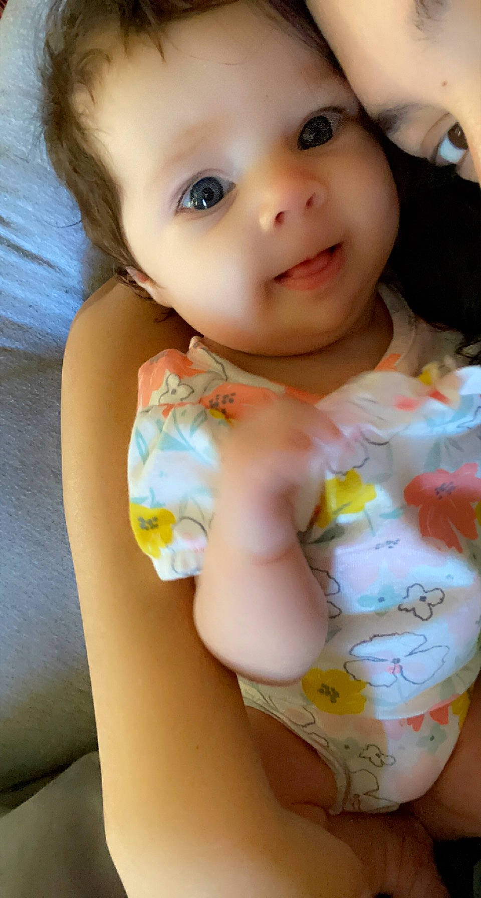 Sage is registered to the contest to win money with this photo: arm, baby_toddler_clothing, cheek, chin, eye, eyebrow, face, hand, human_body, lip, mouth, muscle, neck, nose, organ, person, product, skin, sleeve, smile