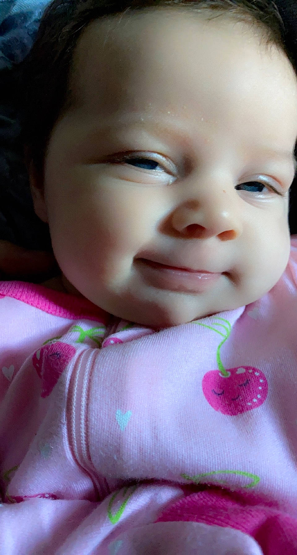 Sage is registered to the contest to win money with this photo: baby, baby_toddler_clothing, cheek, chin, ear, eyebrow, eyelash, finger, gesture, hair, happy, human_body, iris, lip, mouth, neck, nose, person, pink, skin