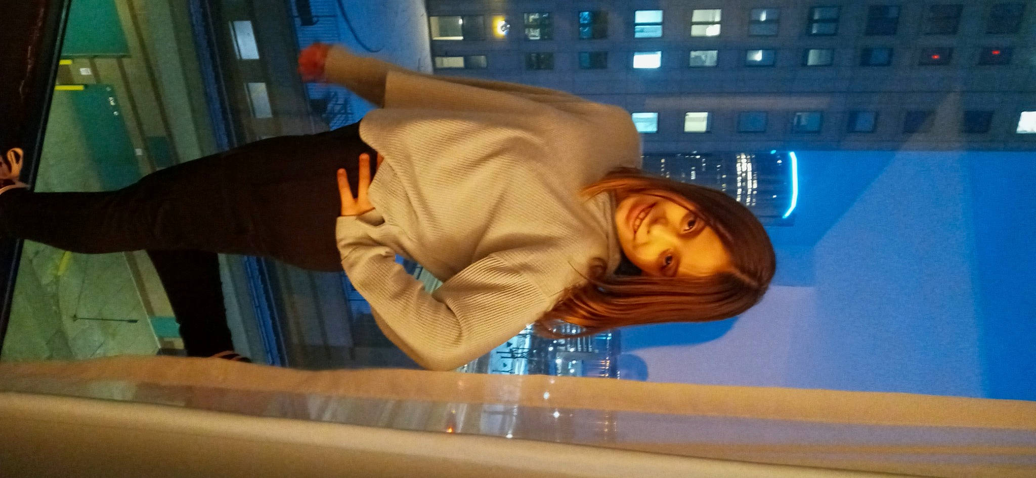 Mya joined the competition — help win amazing prizes! cloud, display_device, electric_blue, fun, gesture, joy, luxury_vehicle, media, person, reflection, sky, smile, tree, water, wood