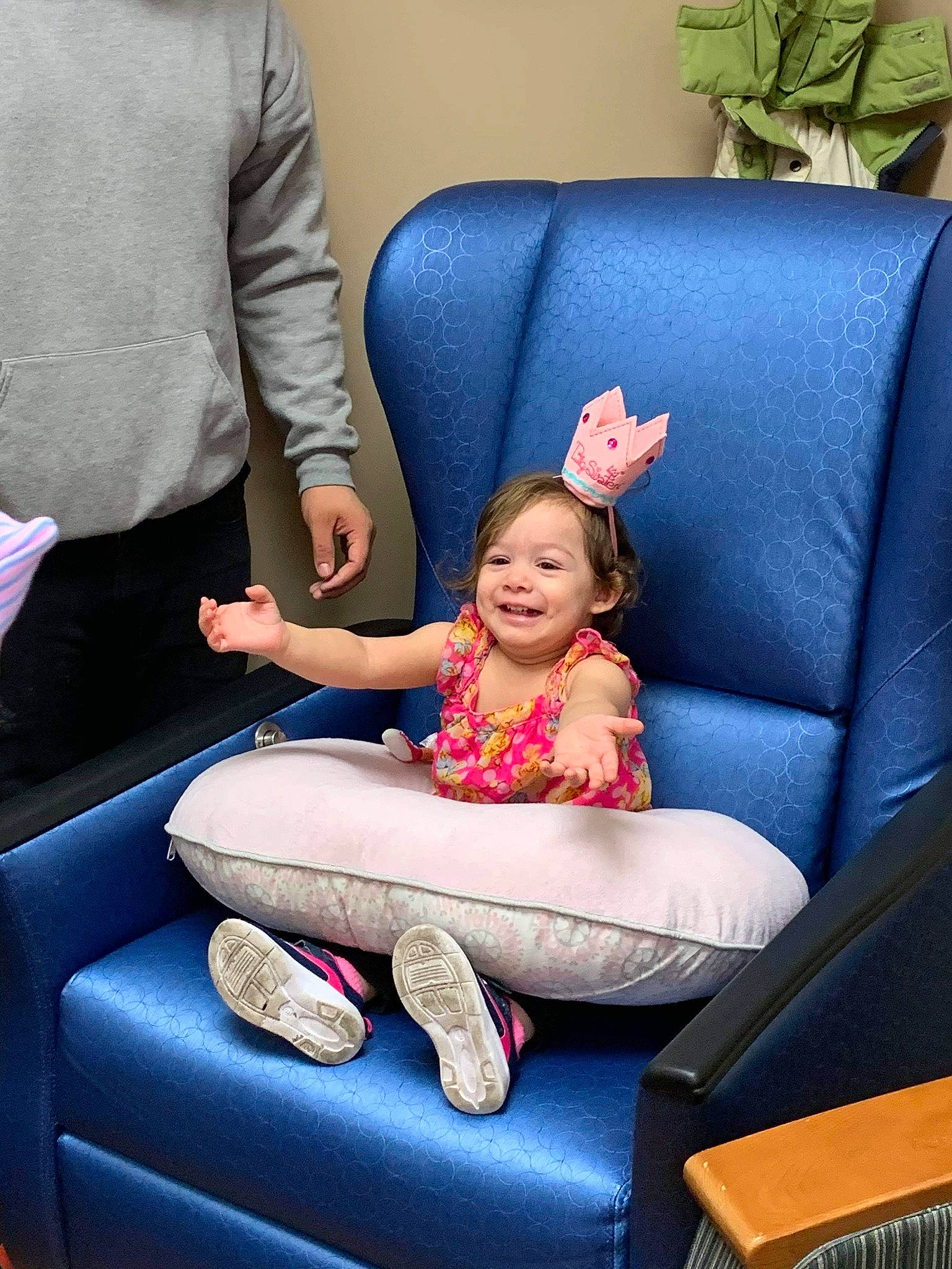 Mercy joined the competition — help win amazing prizes! auto_part, car_seat, chair, child, comfort, couch, finger, fun, furniture, joy, leg, leisure, person, pink, room, sitting, toddler, vacation