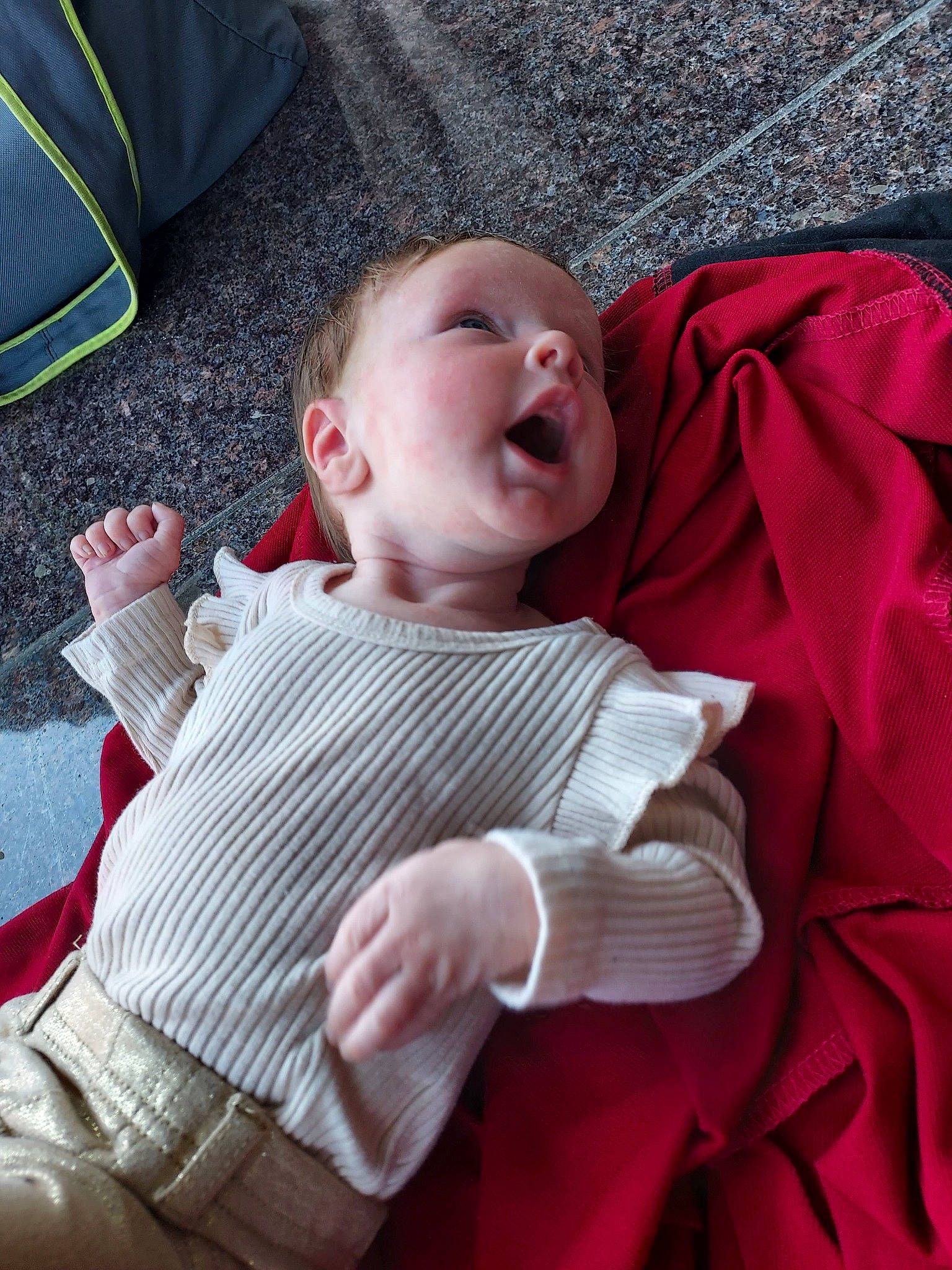 Breanna is registered to the contest to win money with this photo: baby, baby_carriage, baby_products, baby_toddler_clothing, carmine, child, comfort, finger, fun, grass, lap, linens, people, person, pink, product, sitting, skin, sleeve, textile