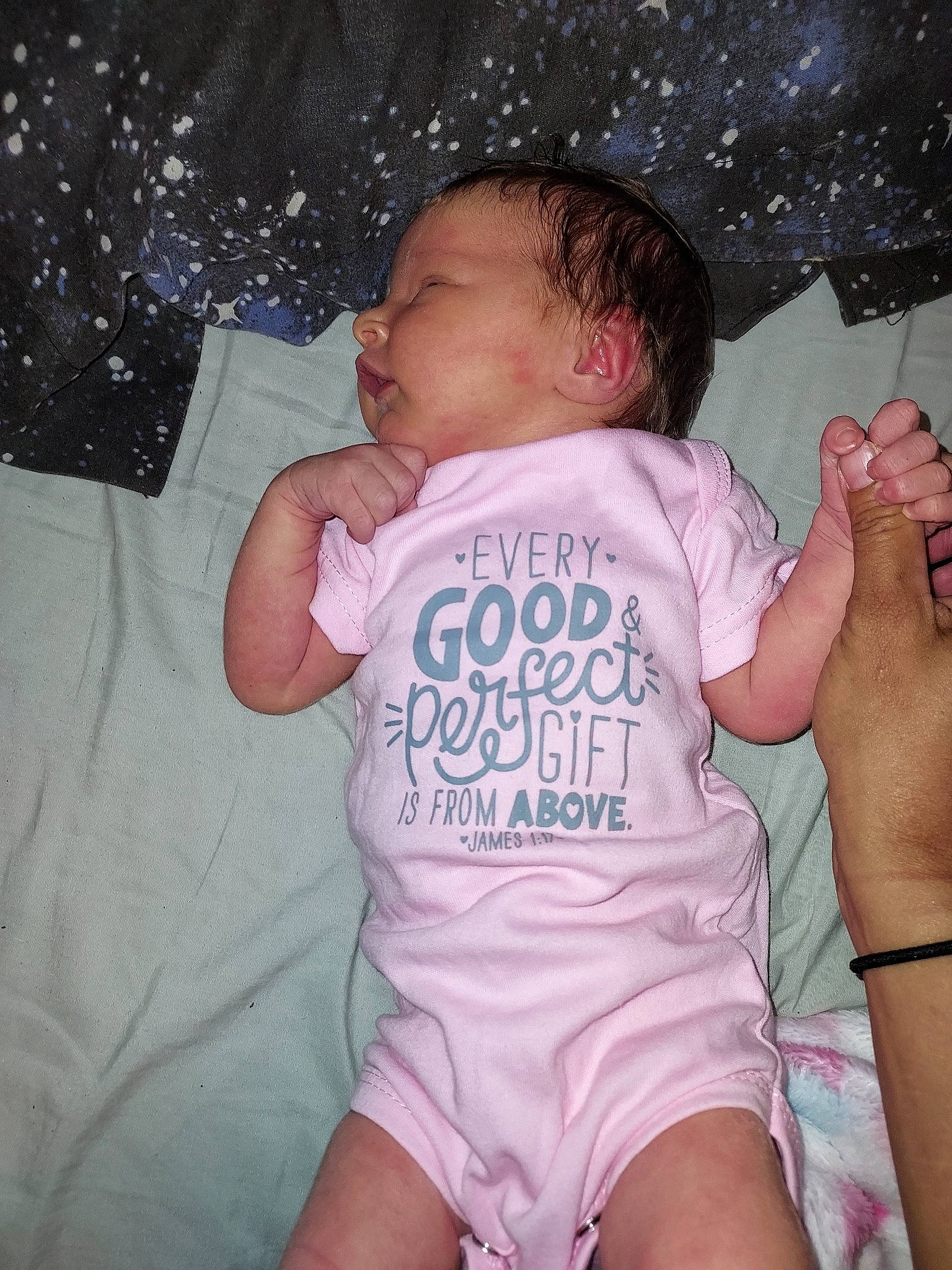 Breanna is registered to the contest to win money with this photo: arm, baby, baby_toddler_clothing, cheek, eye, face, finger, gesture, hand, happy, head, human_body, iris, leg, mouth, muscle, person, skin, sleeve, stomach