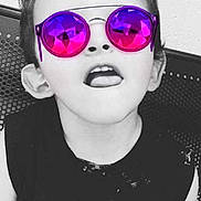 Aiden joined the competition — help win amazing prizes! child, cool, design, eyewear, girl, glasses, head, magenta, pattern, pink, product, purple, smile, sunglasses, vision_care