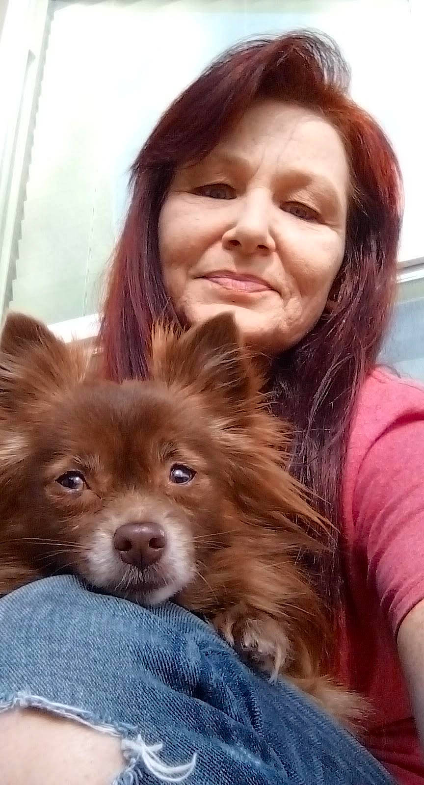 Cocoa Bear is registered to the contest to win money with this photo: accessories, adult, animal, canine, clothing, dog, earring, face, female, glasses, head, lady, pants, person, pet, photography, portrait, puppy, selfie, woman