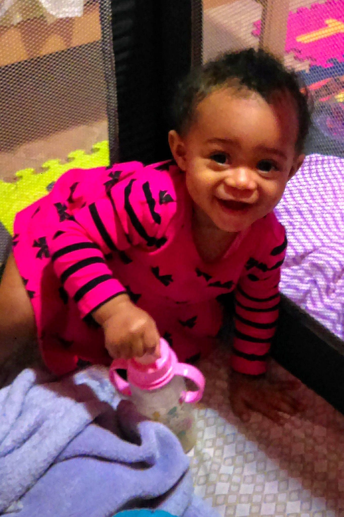 Jewel is registered to the contest to win money with this photo: baby, cheek, child, joy, magenta, mouth, person, pink, play, skin, smile, toddler