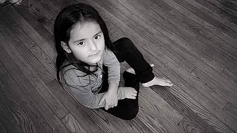 Jaslene is registered to the contest to win money with this photo: beauty, black_and_white, cheek, child, child_model, eye, facial_expression, floor, flooring, hairstyle, monochrome, person, photograph, photography, portrait, sitting, skin, smile, snapshot, toddler