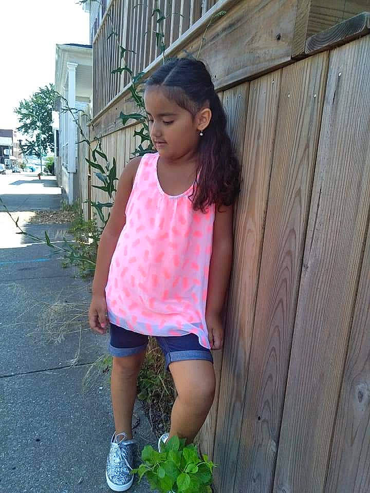 Jaslene joined the competition — help win amazing prizes! child, child_model, footwear, leg, person, pink, shoe, shorts, smile, summer, t_shirt, toddler, vacation