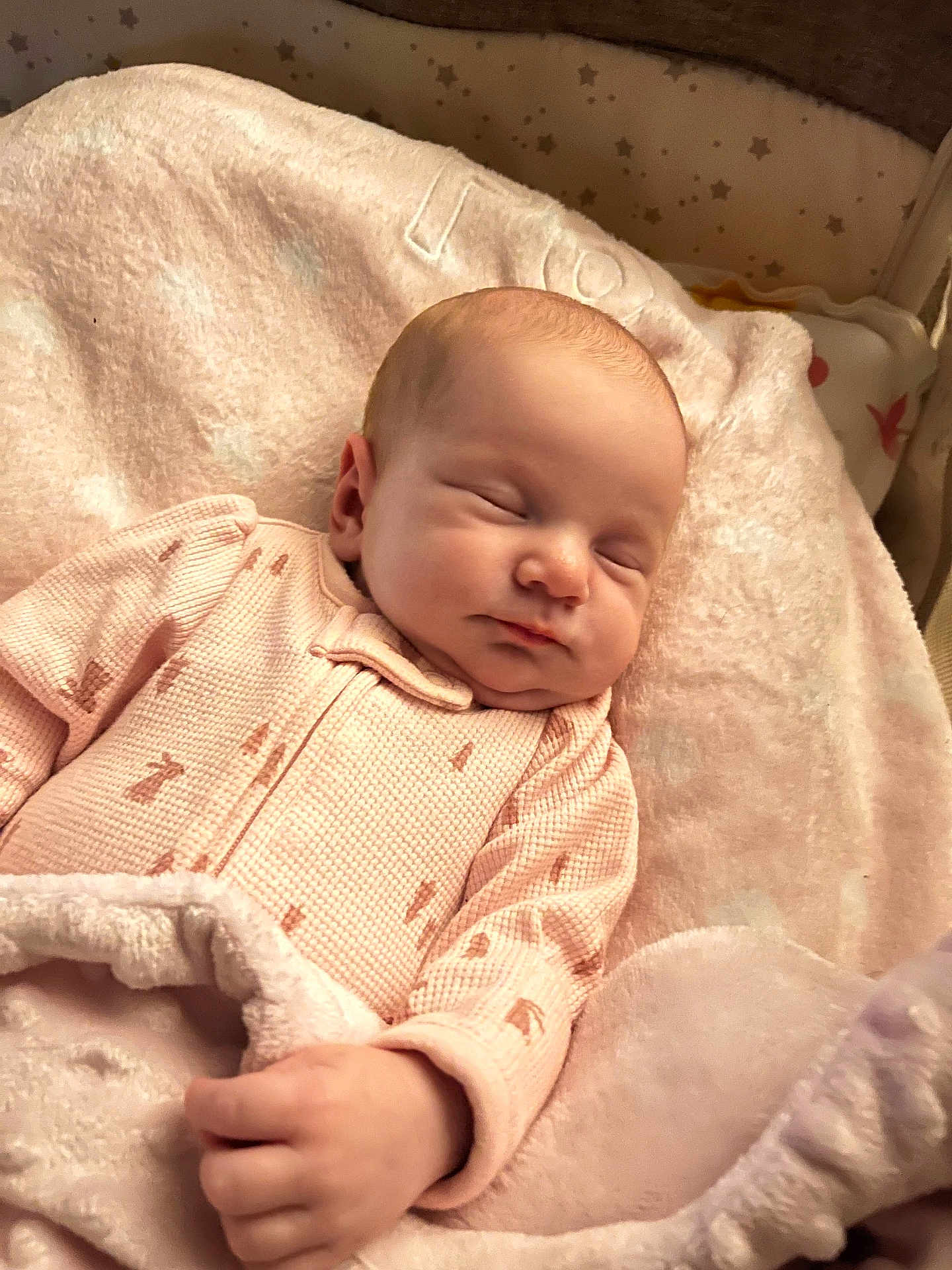 Luna joined the competition — help win amazing prizes! baby, sleeping, blanket, pink, infant, cozy, soft, bed, child, cute, peaceful, newborn, face, hand, clothing, indoors, portrait, resting, warm, toddler