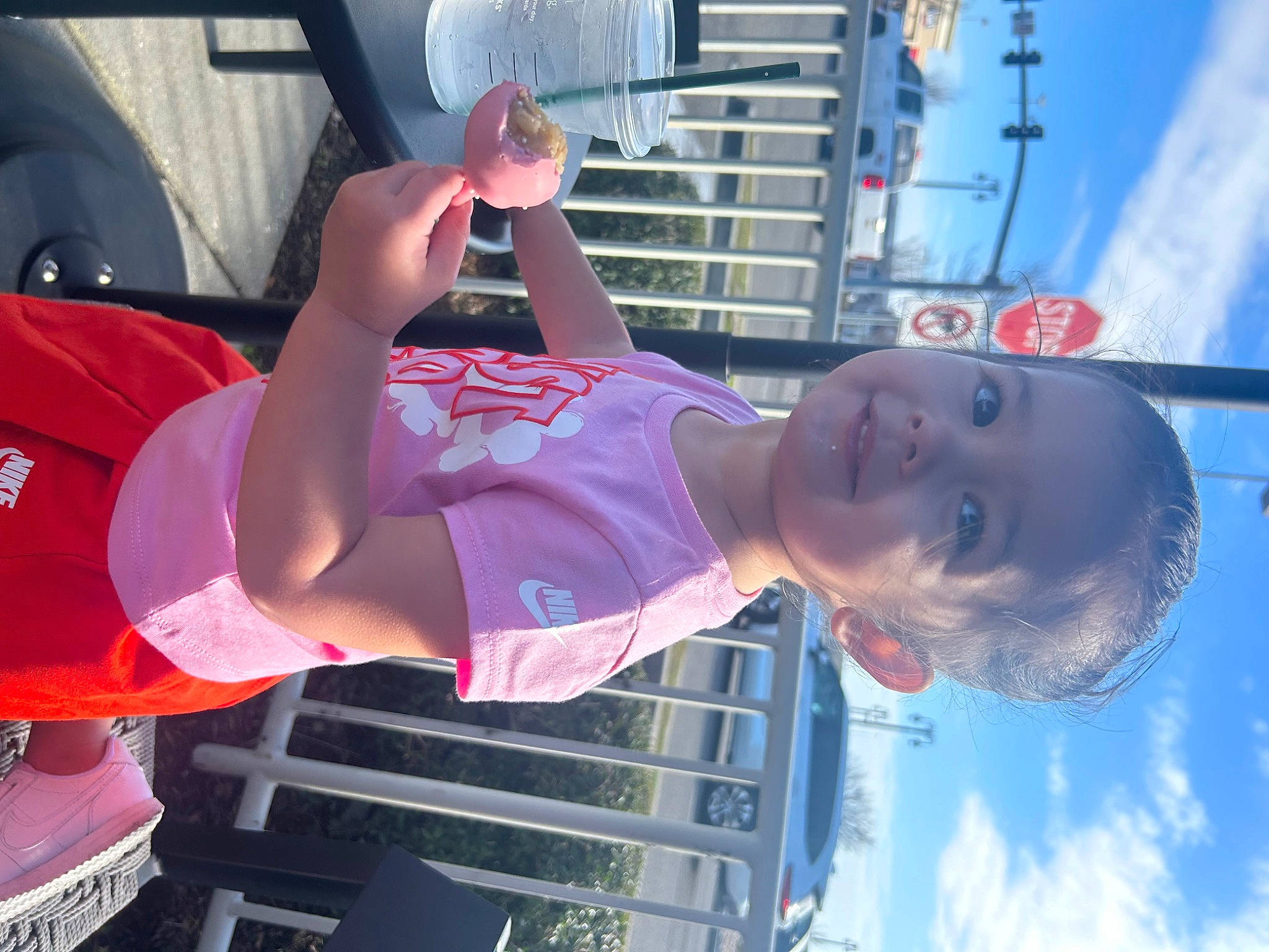 Gracie joined the competition — help win amazing prizes! automotive_exterior, bumper, chest, cloud, elbow, fun, hat, human_leg, joy, leisure, motor_vehicle, muscle, person, shorts, sky, smile, snapshot, t_shirt, thigh, travel