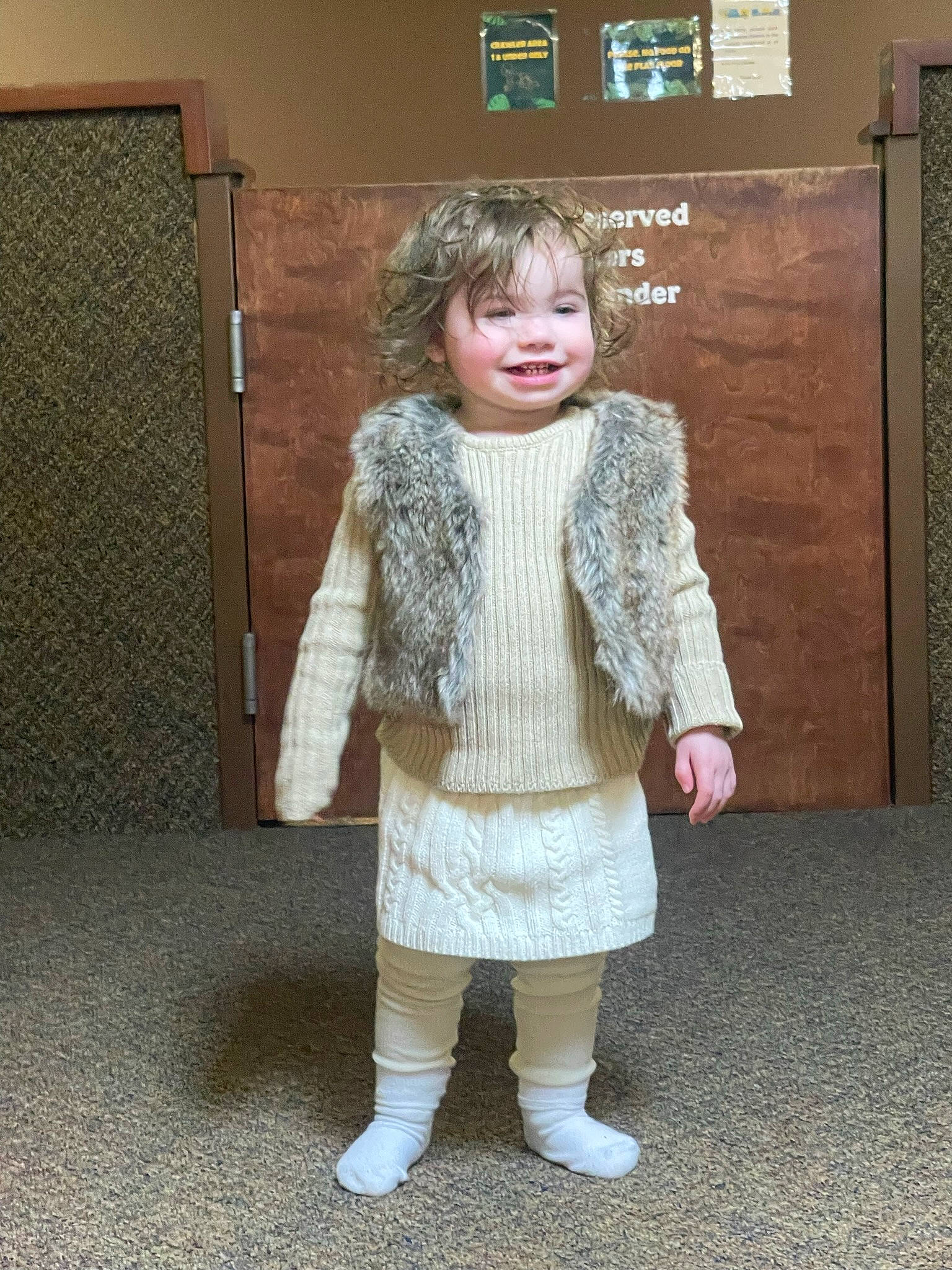 Vera joined the competition — help win amazing prizes! art, child, costume, door, fashion_accessory, fashion_design, flooring, fun, fur, fur_clothing, glove, human_leg, joy, pattern, person, sleeve, smile, sock, toddler, wig