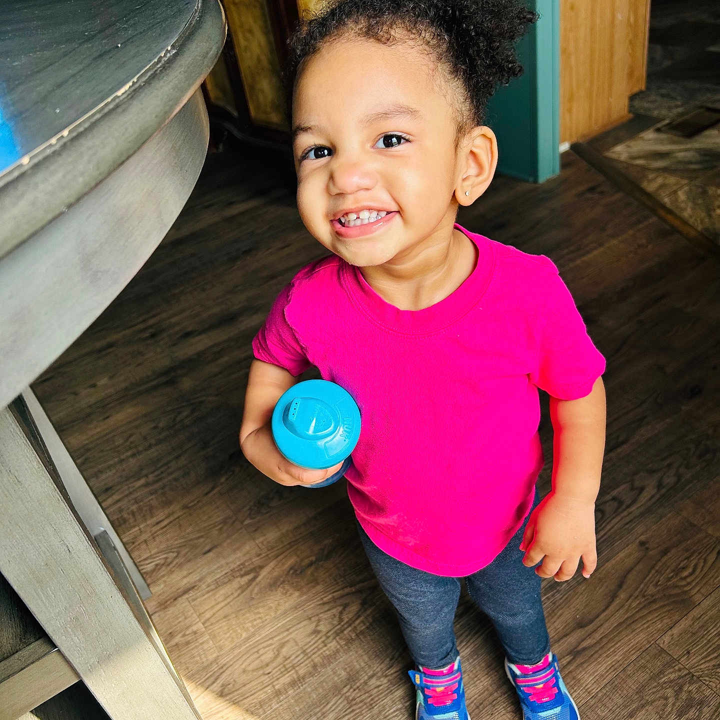 Jalayna joined the competition — help win amazing prizes! baby, clothing, face, footwear, furniture, happy, hardwood, head, indoors, jeans, pants, person, photography, plywood, portrait, shoe, smile, t_shirt, table, wood