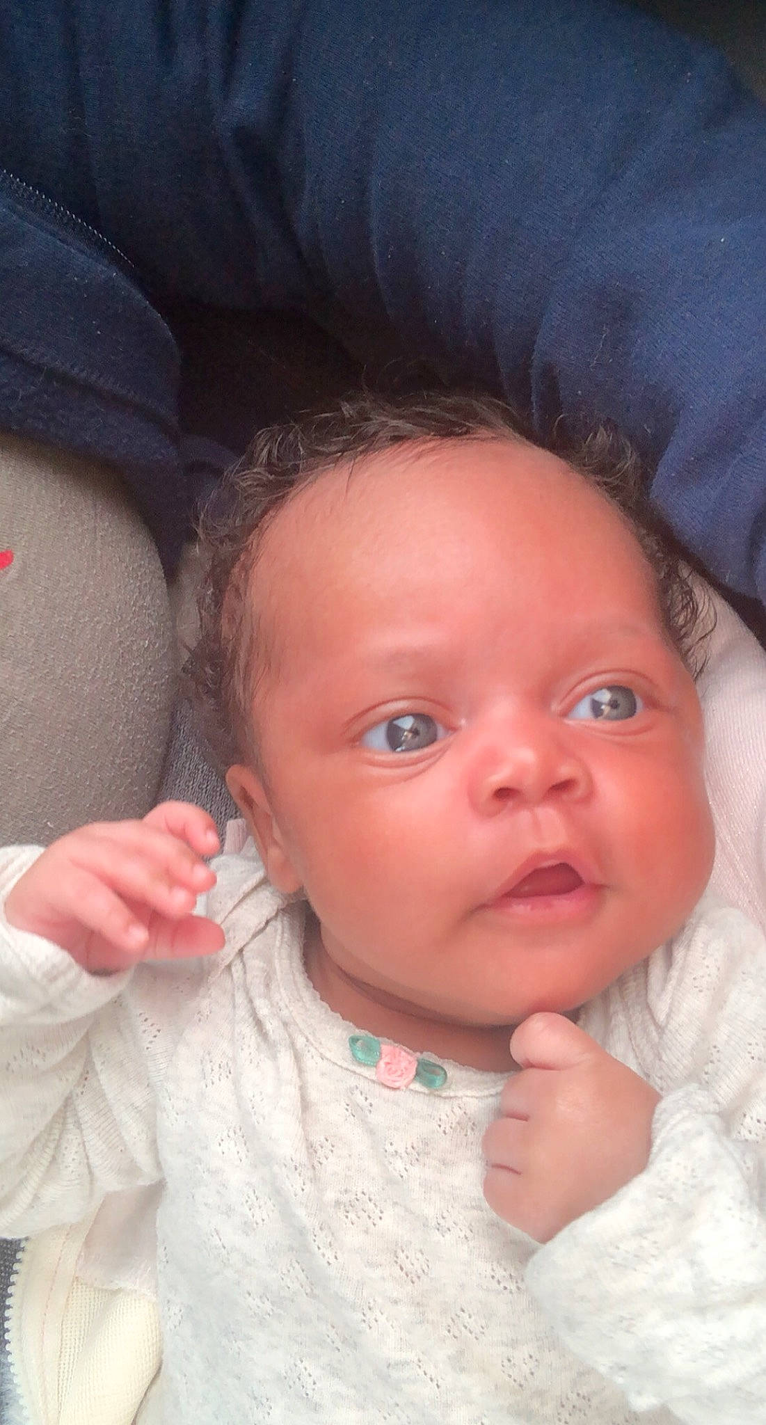 Shaelyn joined the competition — help win amazing prizes! baby, cheek, child, chin, eye, eyebrow, face, finger, forehead, gesture, hand, head, iris, lip, mouth, nose, person, skin, smile, thumb