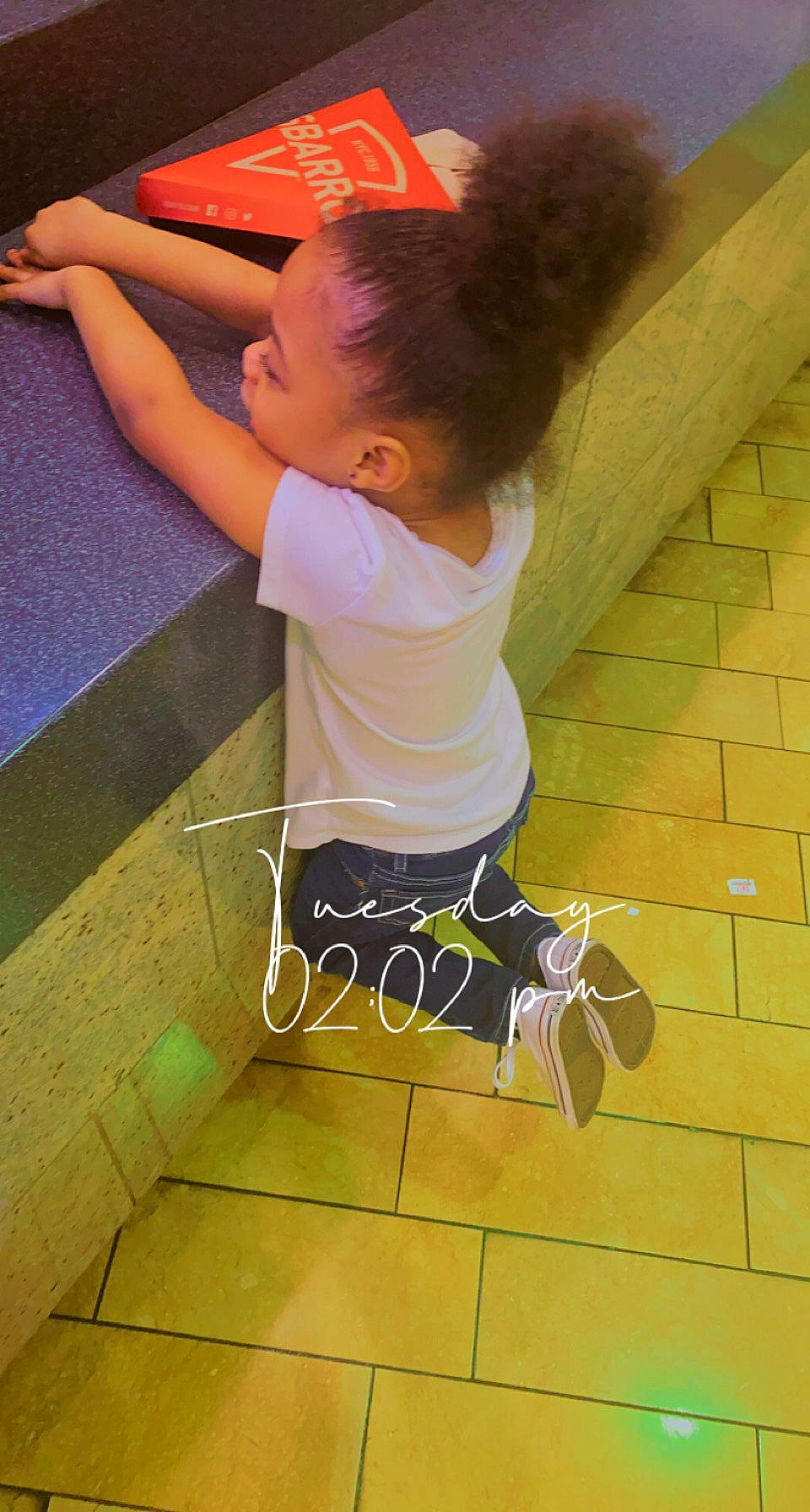Skylar is registered to the contest to win money with this photo: baby_toddler_clothing, child, elbow, floor, flooring, fun, human_leg, knee, leg, leisure, magenta, pattern, person, play, purple, room, sitting, t_shirt, thigh, tints_and_shades
