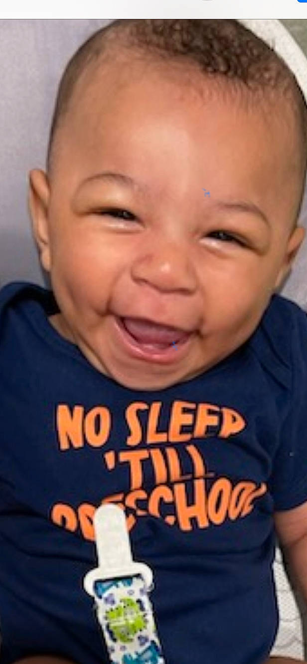 Aries is registered to the contest to win money with this photo: baby, baby_laughing, baby_toddler_clothing, cheek, cool, eyebrow, finger, forehead, gesture, happy, iris, lip, mouth, nose, person, skin, sleeve, smile, t_shirt, toddler