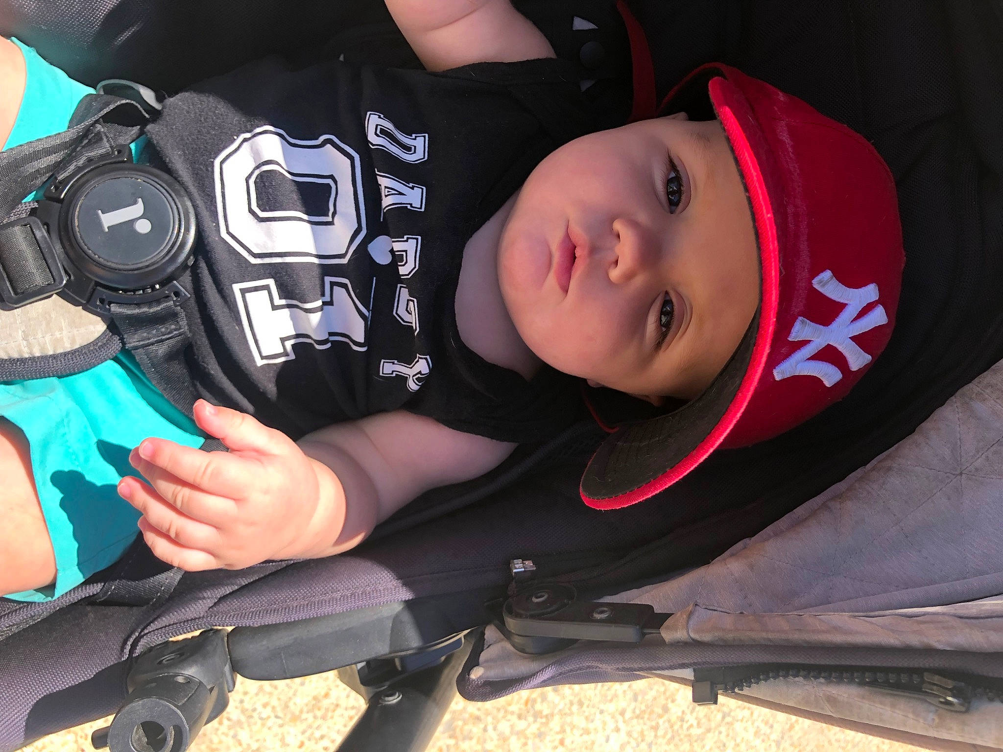 Blake joined the competition — help win amazing prizes! auto_part, baby, baby_carriage, baby_products, bumper, car_seat, child, cool, elbow, fun, grass, headgear, headwear, person, personal_protective_equipment, recreation, sitting, sleeve, sports_equipment, sports_gear