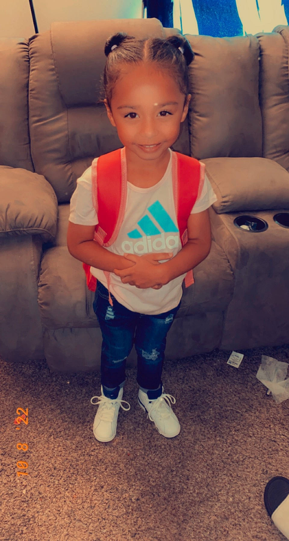 Leighton is registered to the contest to win money with this photo: chair, comfort, cool, eye, face, flash_photography, furniture, hair, hairstyle, happy, head, human_body, iris, joy, lap, leg, mouth, person, shoe, shoulder