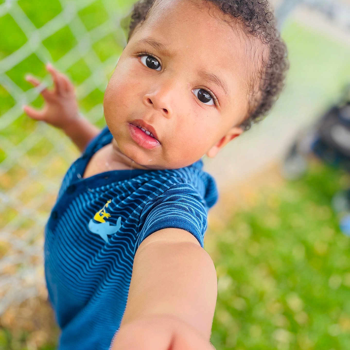 Kayvion joined the competition — help win amazing prizes! baby, blonde, bodypart, clothing, dress, face, finger, frown, grass, hair, hand, happy, head, lawn, person, photography, plant, portrait, sad, smile