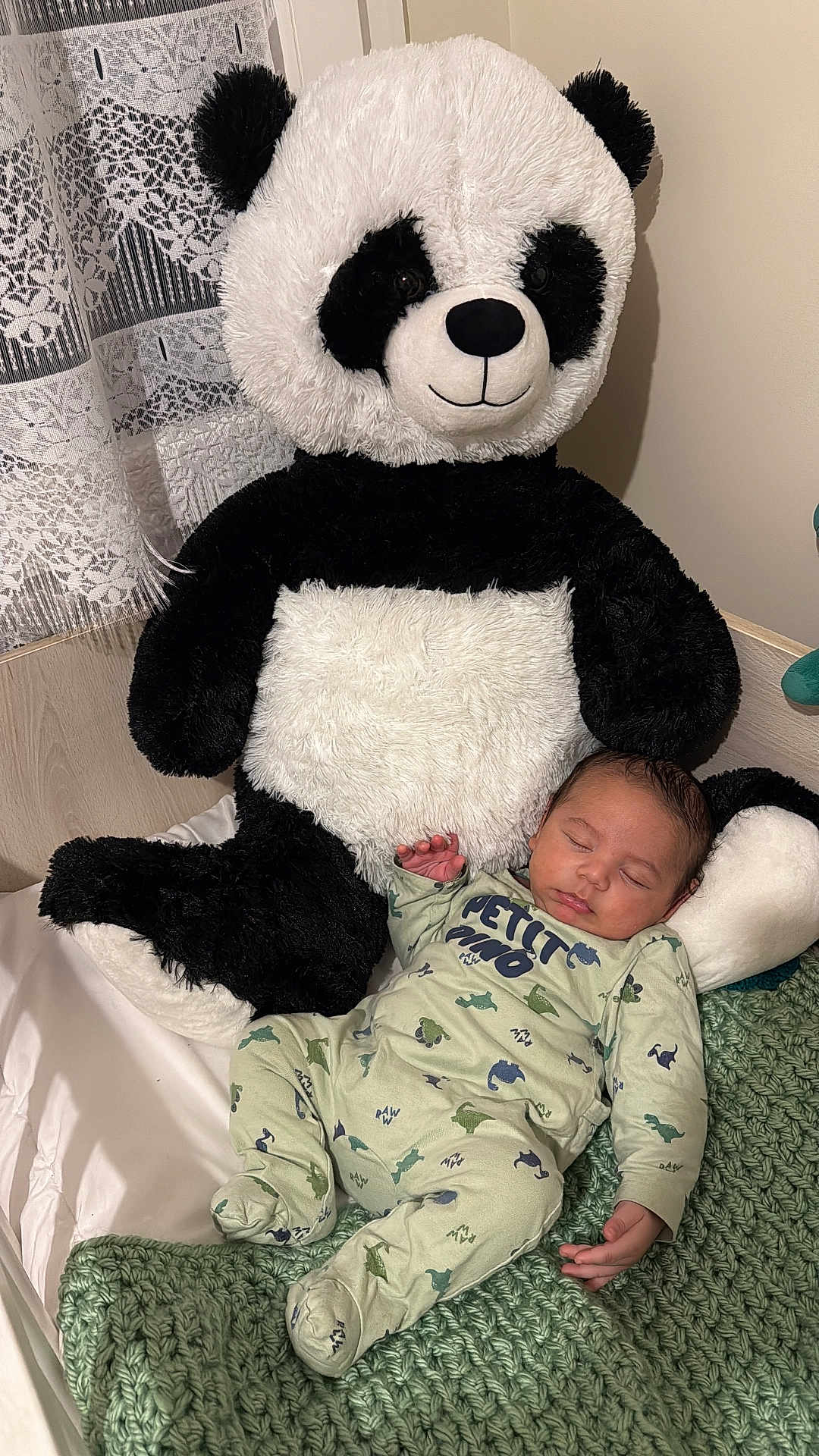 William a rejoint le concours — aidez-le/la à gagner de superbes lots ! baby, sleeping, stuffed_animal, panda, toy, bed, blanket, knit_blanket, child, infant, sleepwear, cute, cozy, indoor, resting, soft, plush, nursery, peaceful, relaxed