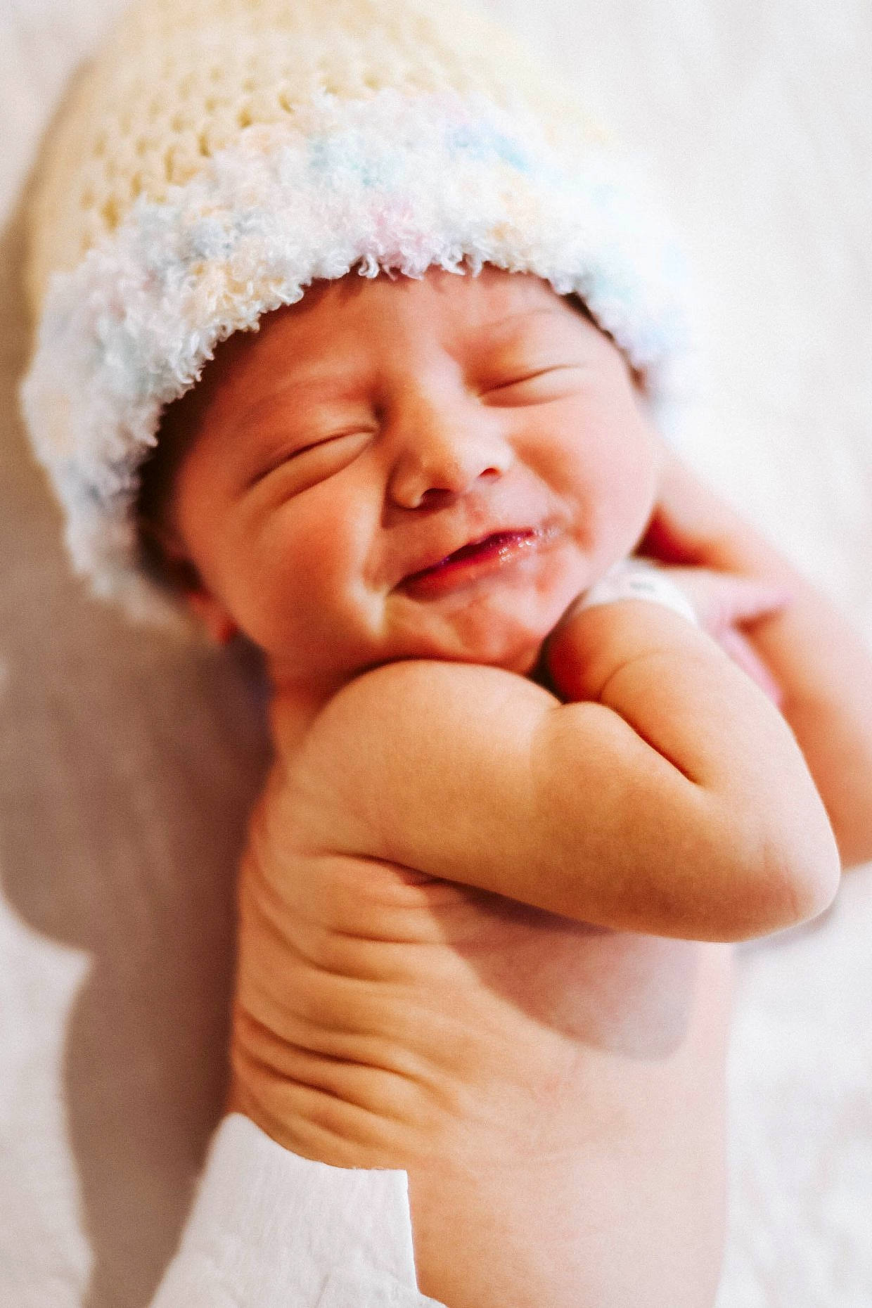 Caylee joined the competition — help win amazing prizes! baby, baby_laughing, baby_sleeping, beanie, cheek, child, close_up, face, facial_expression, finger, hand, happy, headgear, headwear, nose, person, photograph, photography, portrait_photography, skin