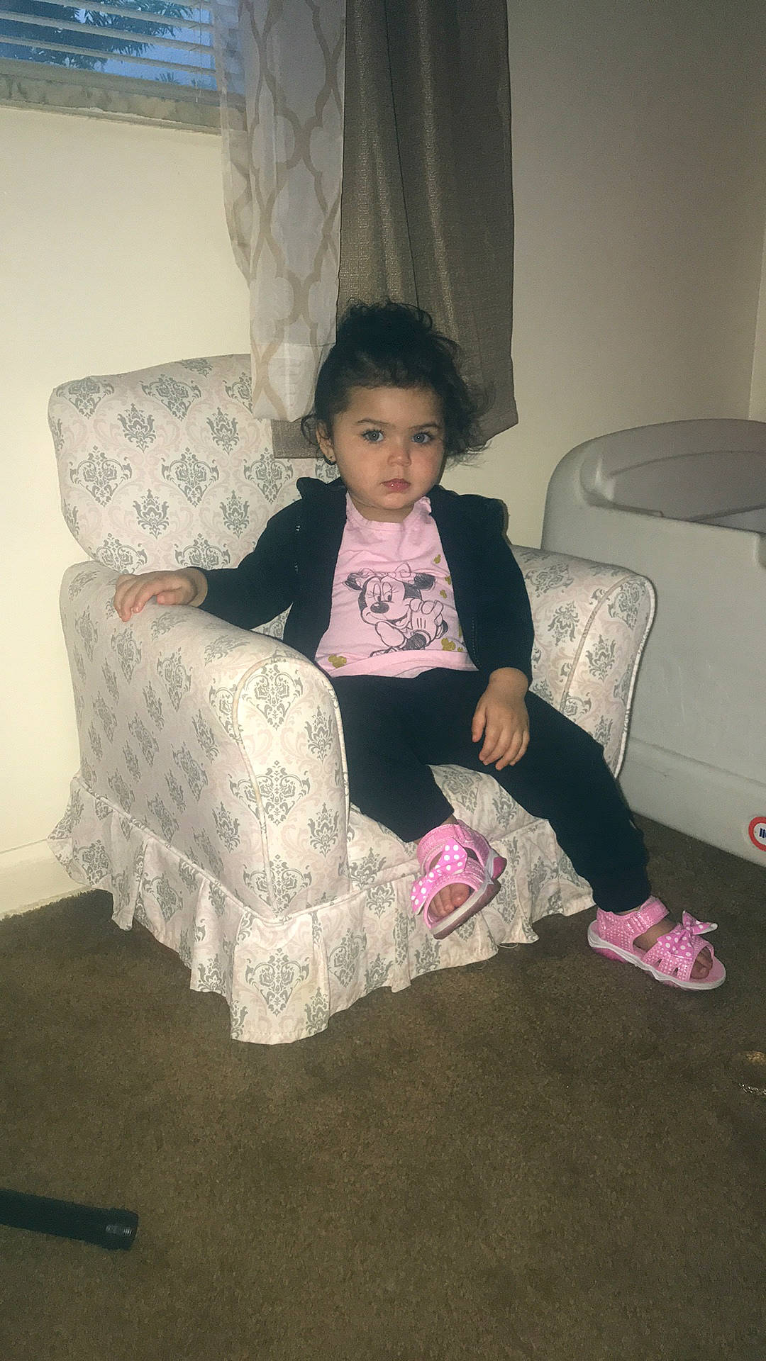 Nemah joined the competition — help win amazing prizes! baby_toddler_clothing, child, comfort, curtain, face, floor, flooring, fun, hairstyle, human_leg, lap, linens, pattern, person, room, sitting, sock, standing, thigh, toddler