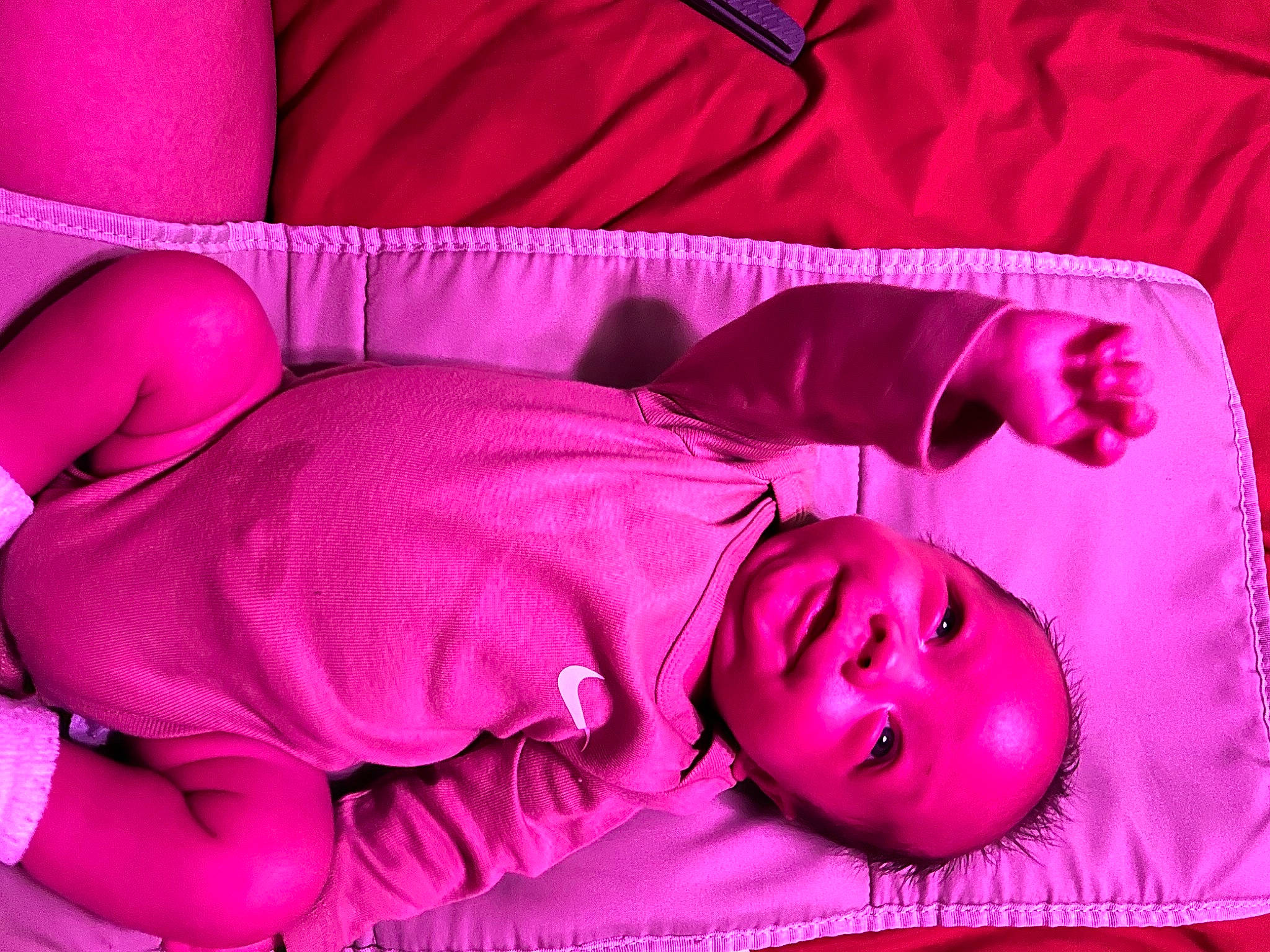 Ryker joined the competition — help win amazing prizes! baby_toddler_clothing, bedtime, carmine, child, comfort, couch, eye, flesh, linens, magenta, mouth, nap, person, pink, purple, red, room, sleeve, t_shirt, textile