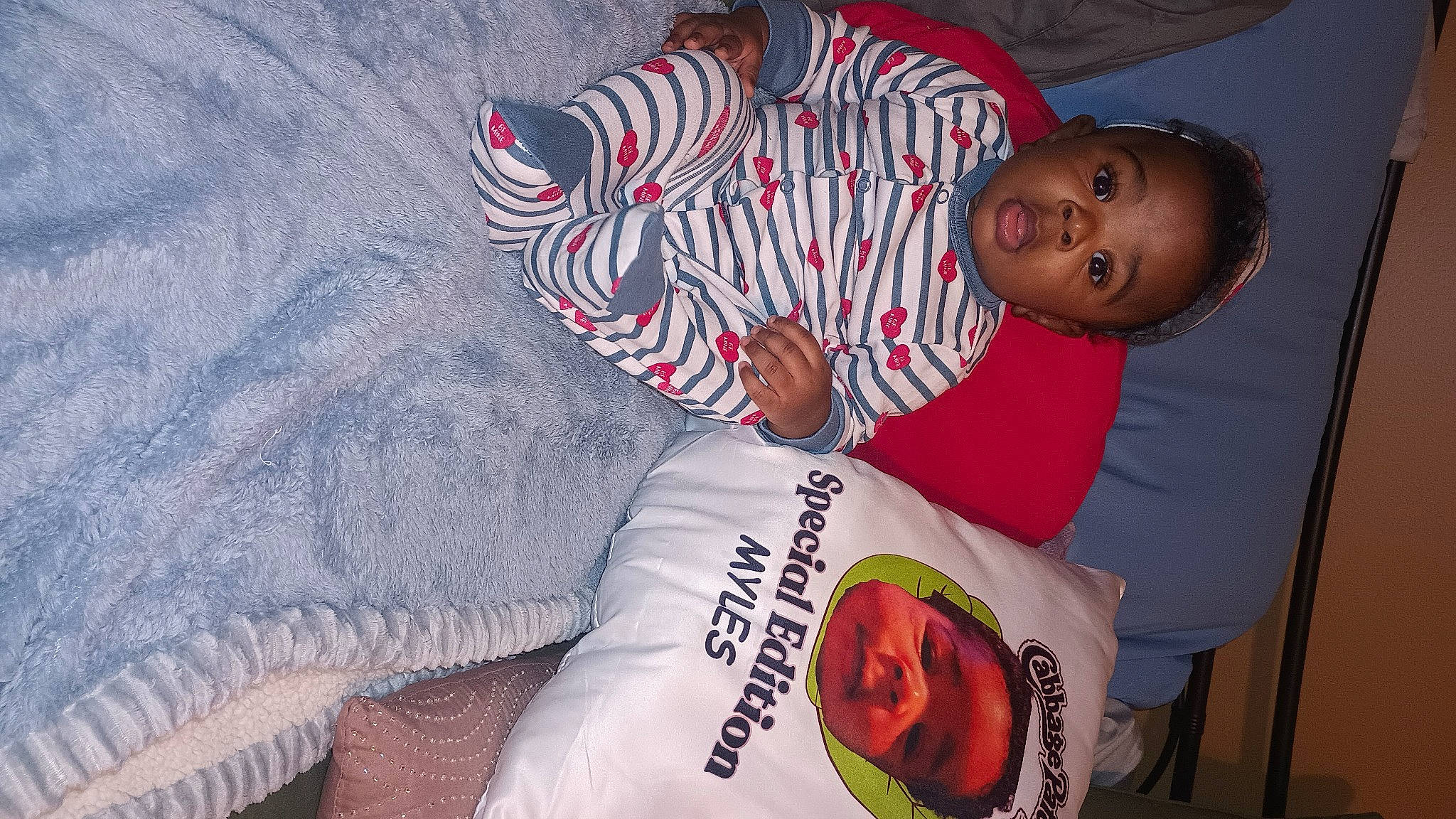 Myles joined the competition — help win amazing prizes! baby, baby_toddler_clothing, carmine, child, comfort, comfort_food, font, hat, junk_food, linens, pattern, person, sleeve, t_shirt, textile, toddler, tree