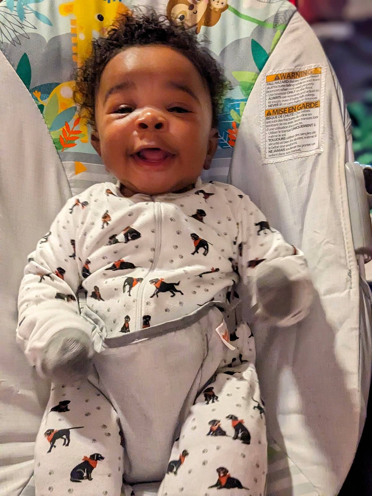 Myles joined the competition — help win amazing prizes! baby, baby_toddler_clothing, cheek, child, event, face, facial_expression, fun, hairstyle, happy, head, linens, person, product, skin, sleeve, smile, t_shirt, textile, toddler