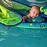 baby, pool, water, inflatable, float, child, swimming, blue, green, skin, relaxing, summer, toy, cute, infant, floating, swimwear, leisure, baby_toy, resting
