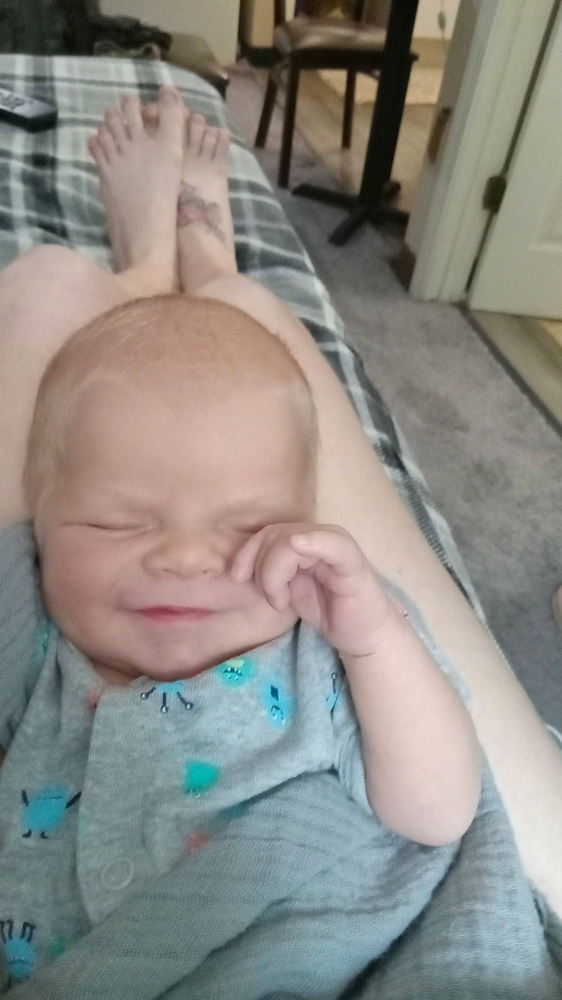 Caden is registered to the contest to win money with this photo: baby, cheek, chin, ear, eye, eyebrow, eyelash, finger, forehead, gesture, hair, hand, iris, lip, mouth, neck, nose, person, skin, thumb
