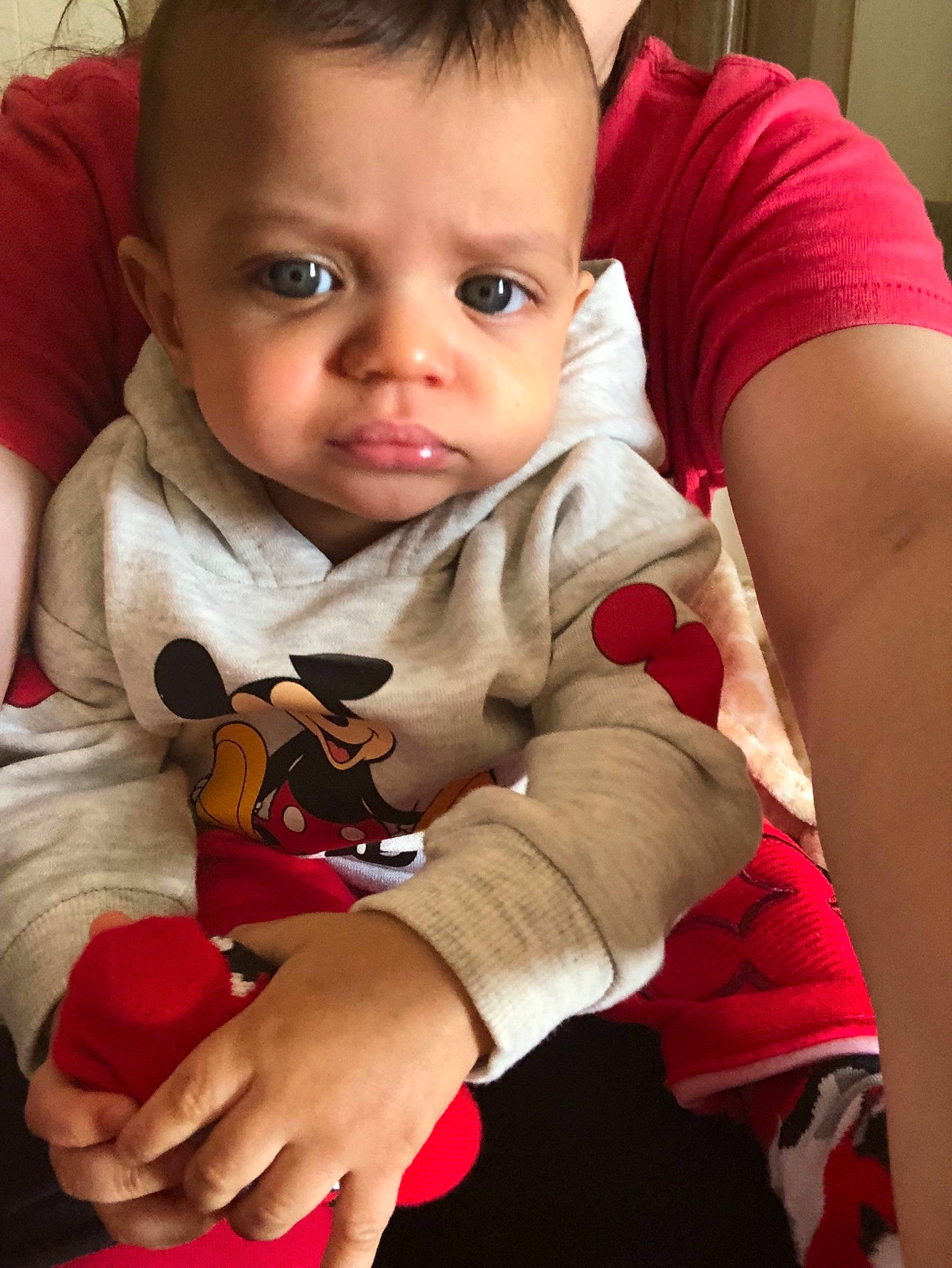 Tymire is registered to the contest to win money with this photo: arm, baby, baby_products, carmine, cheek, child, elbow, finger, hand, leg, lip, nail, nose, person, play, red, sitting, skin, thumb, toddler