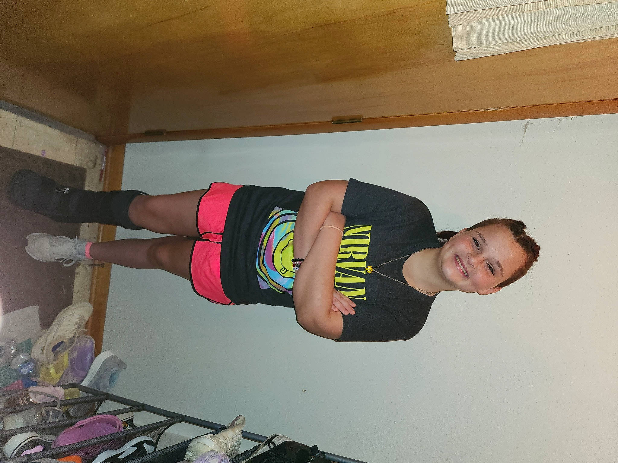 Ezabella is registered to the contest to win money with this photo: active_pants, balance, calf, cleanliness, elbow, fun, human_leg, joy, knee, person, physical_fitness, room, shorts, smile, sportswear, t_shirt, thigh, toddler, trunk, waist