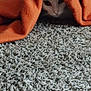 animal, blanket, carpet, cat, cozy, curious, cute, eyes, feline, fur, gray_carpet, hidden, indoor, orange_blanket, peeking, pet, resting, soft_texture, warm, whiskers