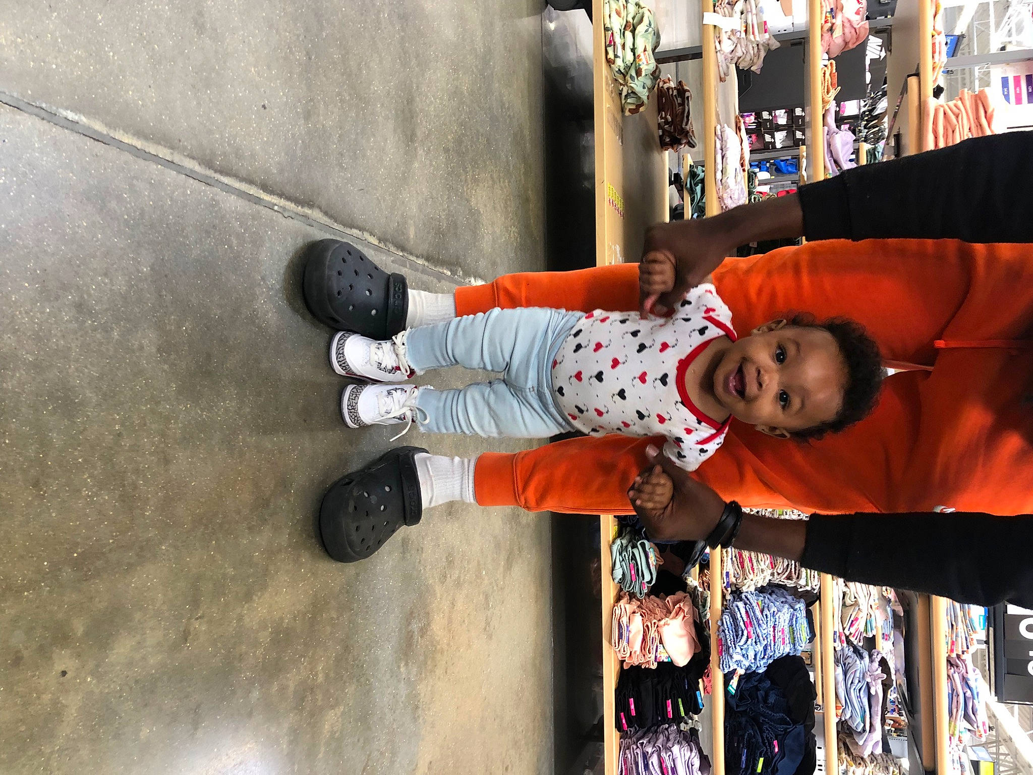 Kamari joined the competition — help win amazing prizes! carmine, child, flooring, fun, happy, human_leg, outdoor_shoe, person, room, smile, toddler, walking_shoe