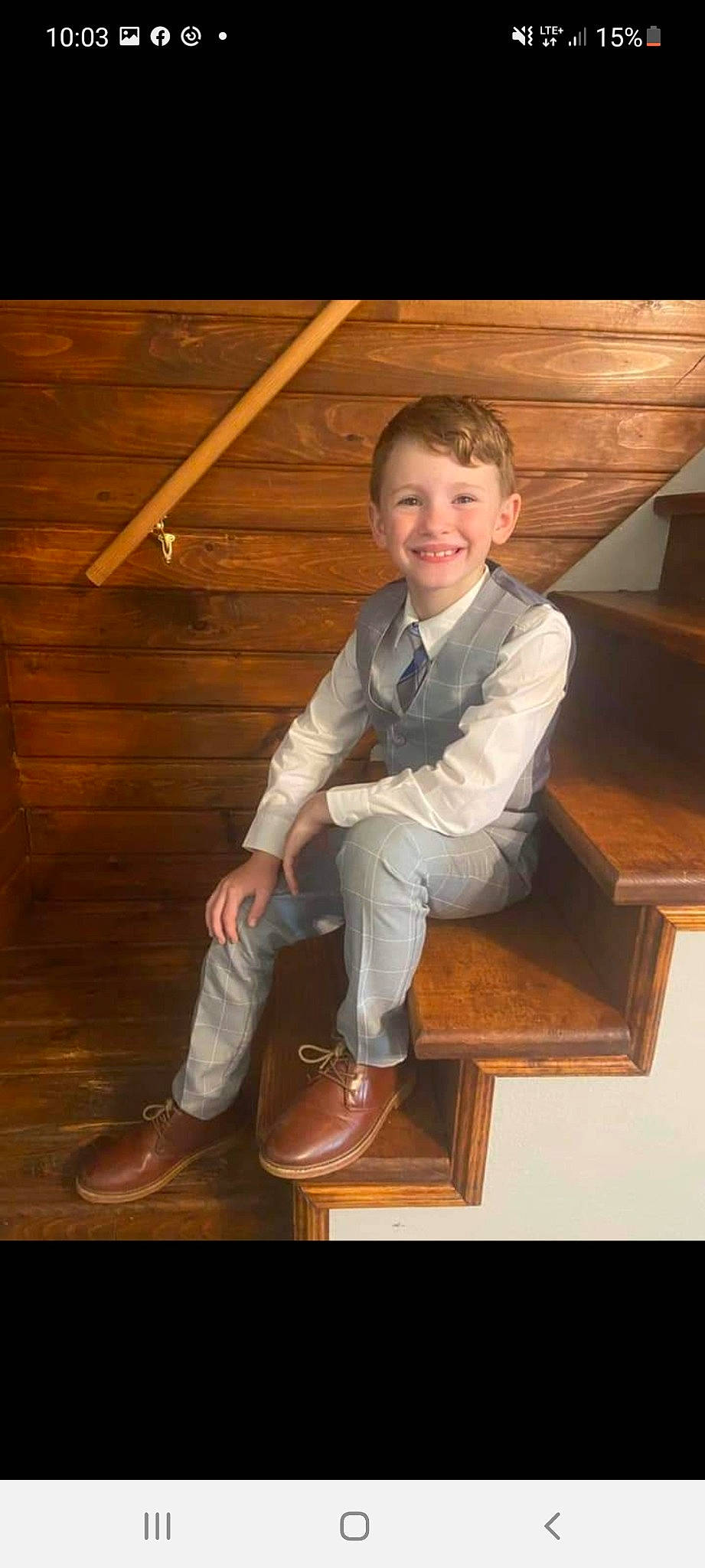 Lyam joined the competition — help win amazing prizes! child, collar, dress_shirt, flash_photography, flooring, formal_wear, fun, happy, hardwood, joy, knee, person, plank, plywood, portrait_photography, sitting, sleeve, smile, toddler, varnish