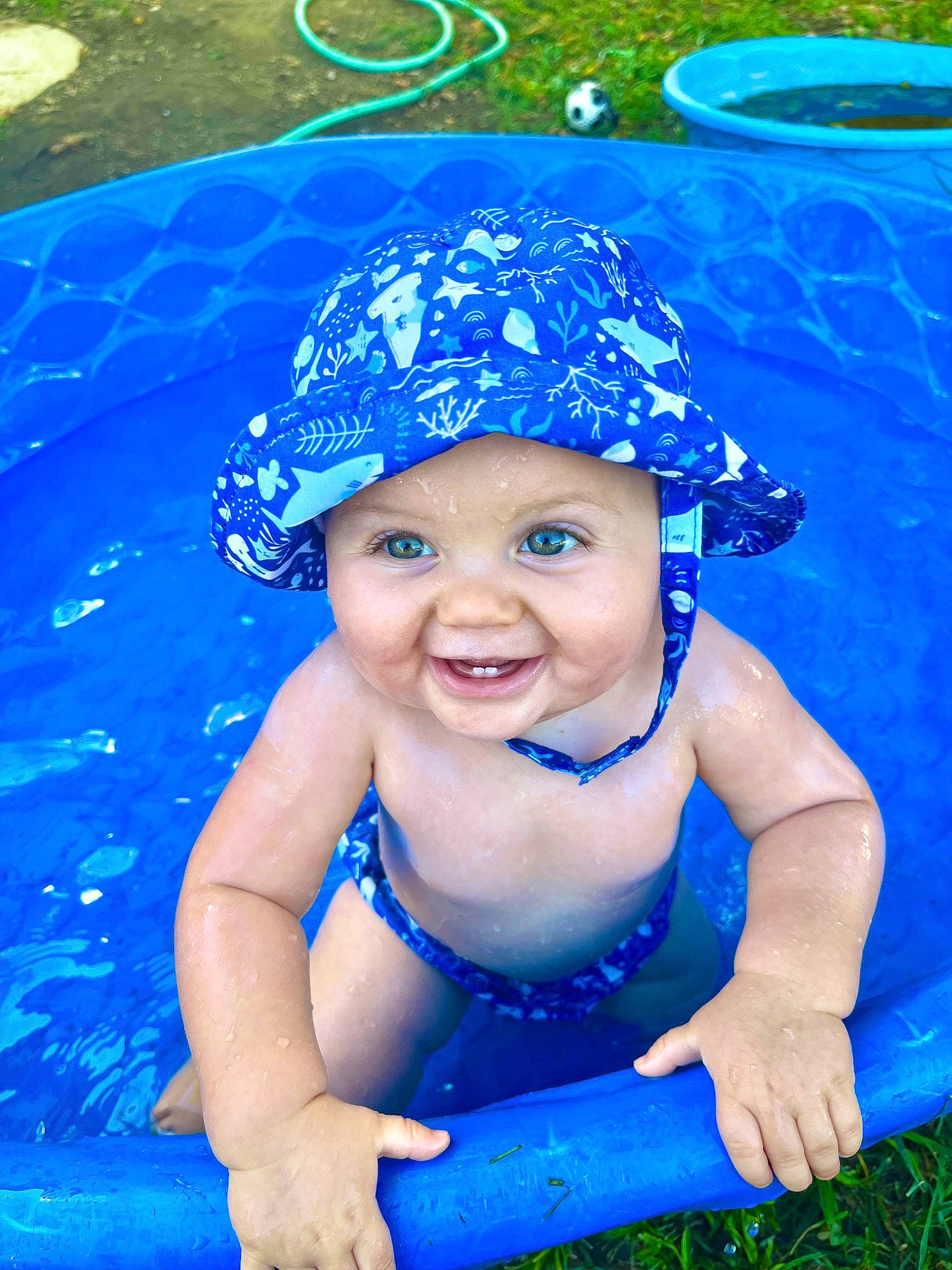 Samuel joined the competition — help win amazing prizes! aqua, azure, baby, blue, body_of_water, cap, grass, green, happy, hat, headgear, headwear, joy, leisure, light, people_in_nature, person, photograph, recreation, smile