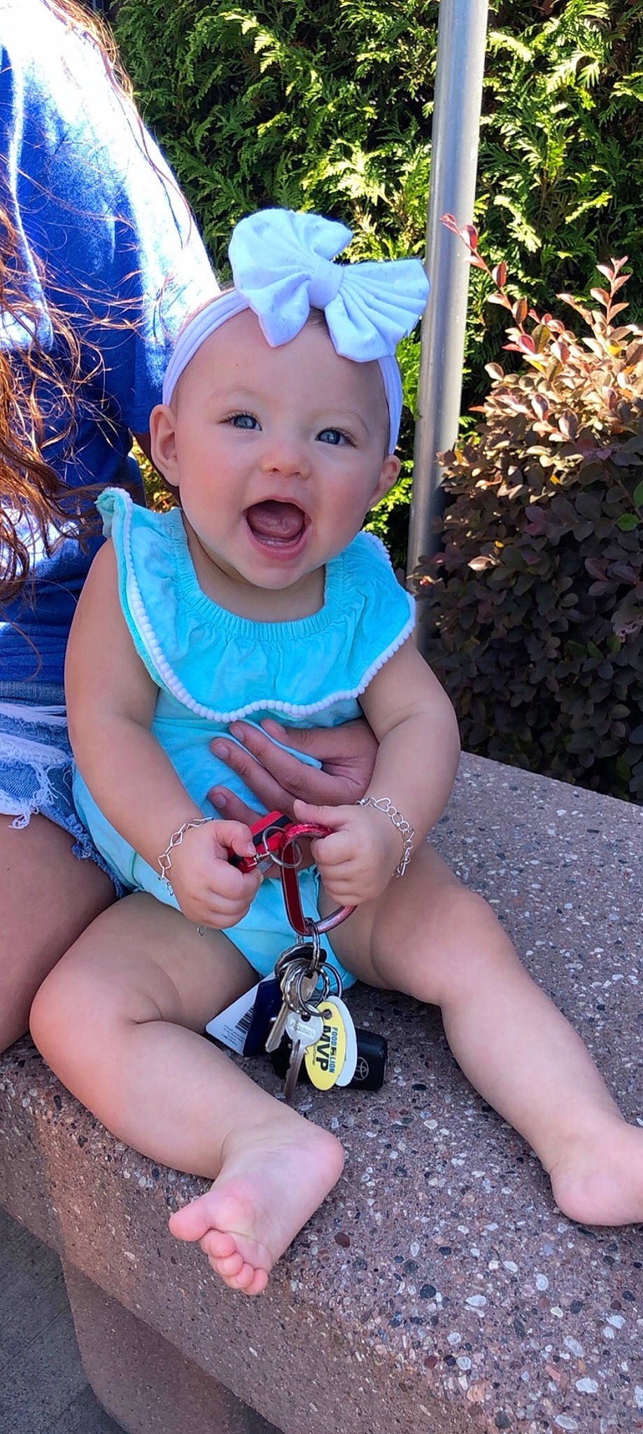 Brailee joined the competition — help win amazing prizes! baby, baby_toddler_clothing, child, fashion_accessory, fun, hair_accessory, headgear, headwear, person, play, smile, summer, toddler
