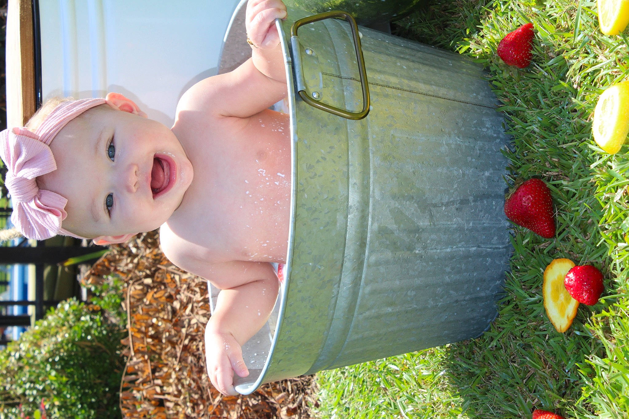 Brailee joined the competition — help win amazing prizes! child, ear, grass, headwear, lawn_ornament, person, pink, plant, skin, tree