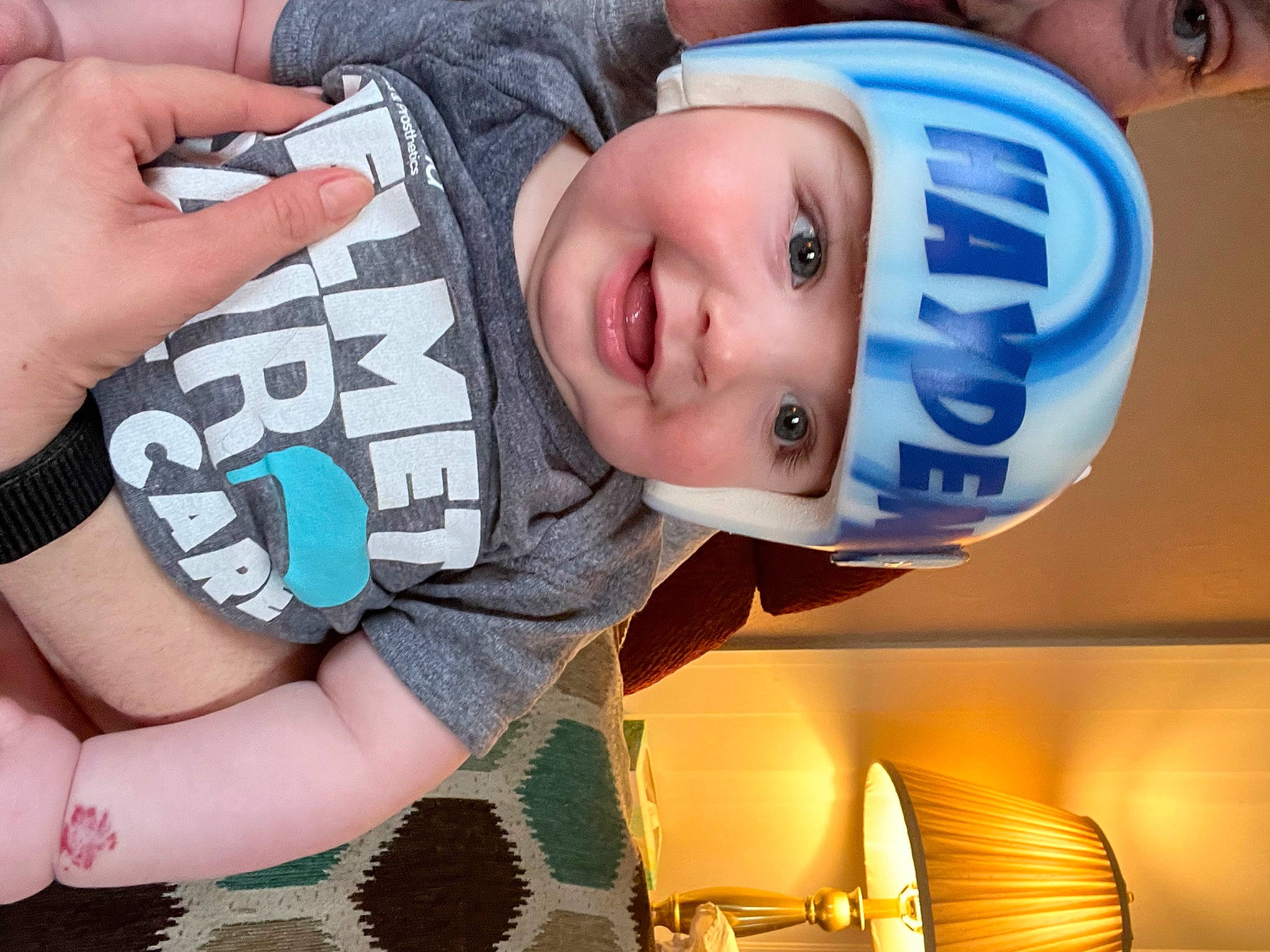 Hayden is registered to the contest to win money with this photo: blue, cap, child, cool, elbow, electric_blue, face, finger, fun, gesture, happy, hat, headwear, leisure, mouth, person, personal_protective_equipment, sleeve, smile, thumb