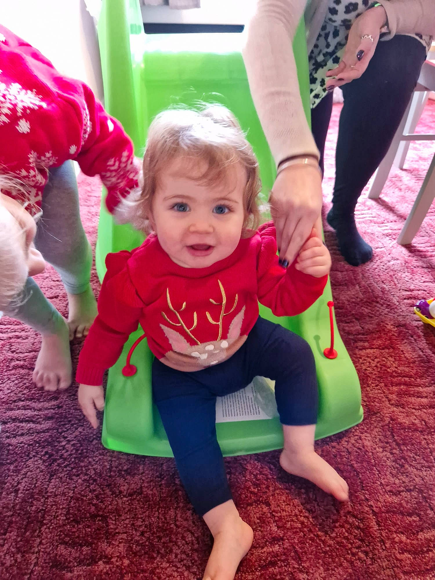 Isla joined the competition — help win amazing prizes! baby, baby_toddler_clothing, eye, flooring, foot, fun, grass, green, happy, interaction, knee, leg, leisure, person, pink, recreation, sleeve, sock, sportswear, thigh
