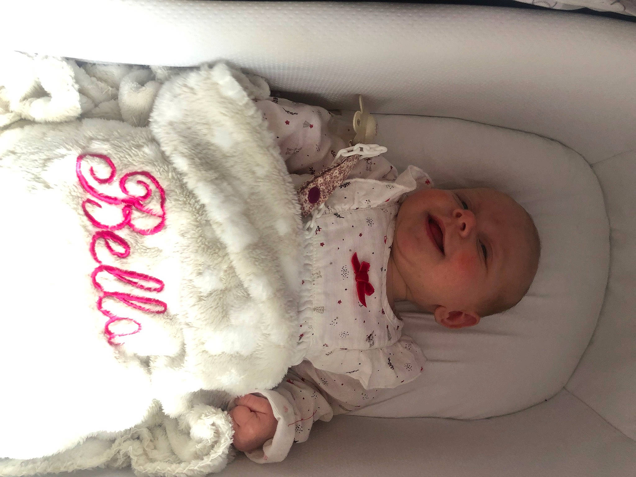 Bella participe au concours pour gagner de l'argent avec cette photo : baby, baby_products, baby_safety, baby_sleeping, baby_toddler_clothing, bedding, carmine, child, comfort, funeral, fur, infant_bed, linens, nap, person, product, room, skin, sleeve, textile