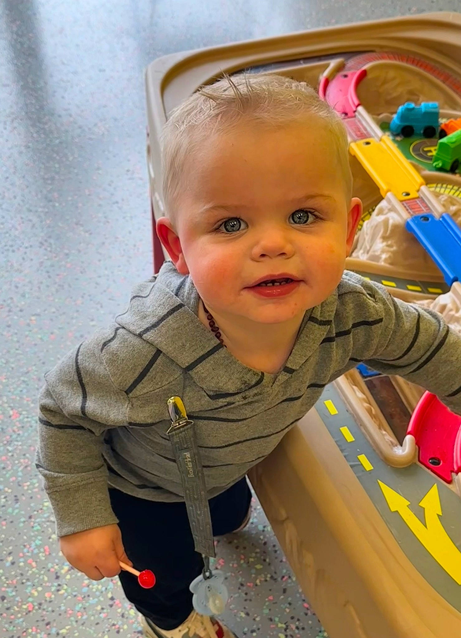 Brantley joined the competition — help win amazing prizes! baby, baby_playing_with_toys, baby_products, baby_toddler_clothing, cheek, child, chin, flooring, fun, happy, iris, leisure, nose, person, play, sitting, skin, sleeve, smile, toddler