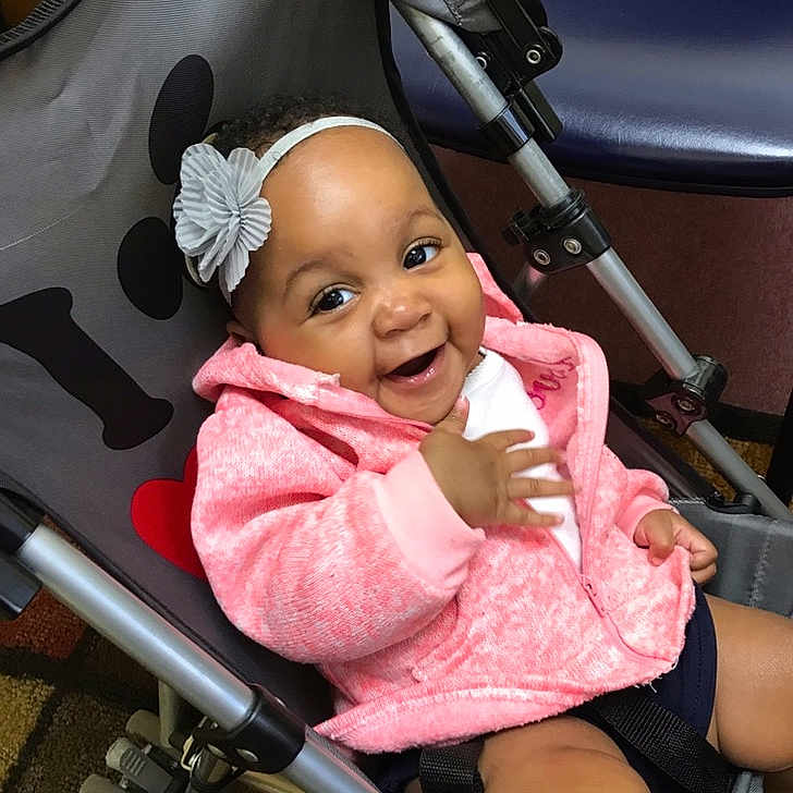 Kamille joined the competition — help win amazing prizes! baby, baby_carriage, baby_products, car_seat, cheek, child, person, pink, product, sitting, toddler