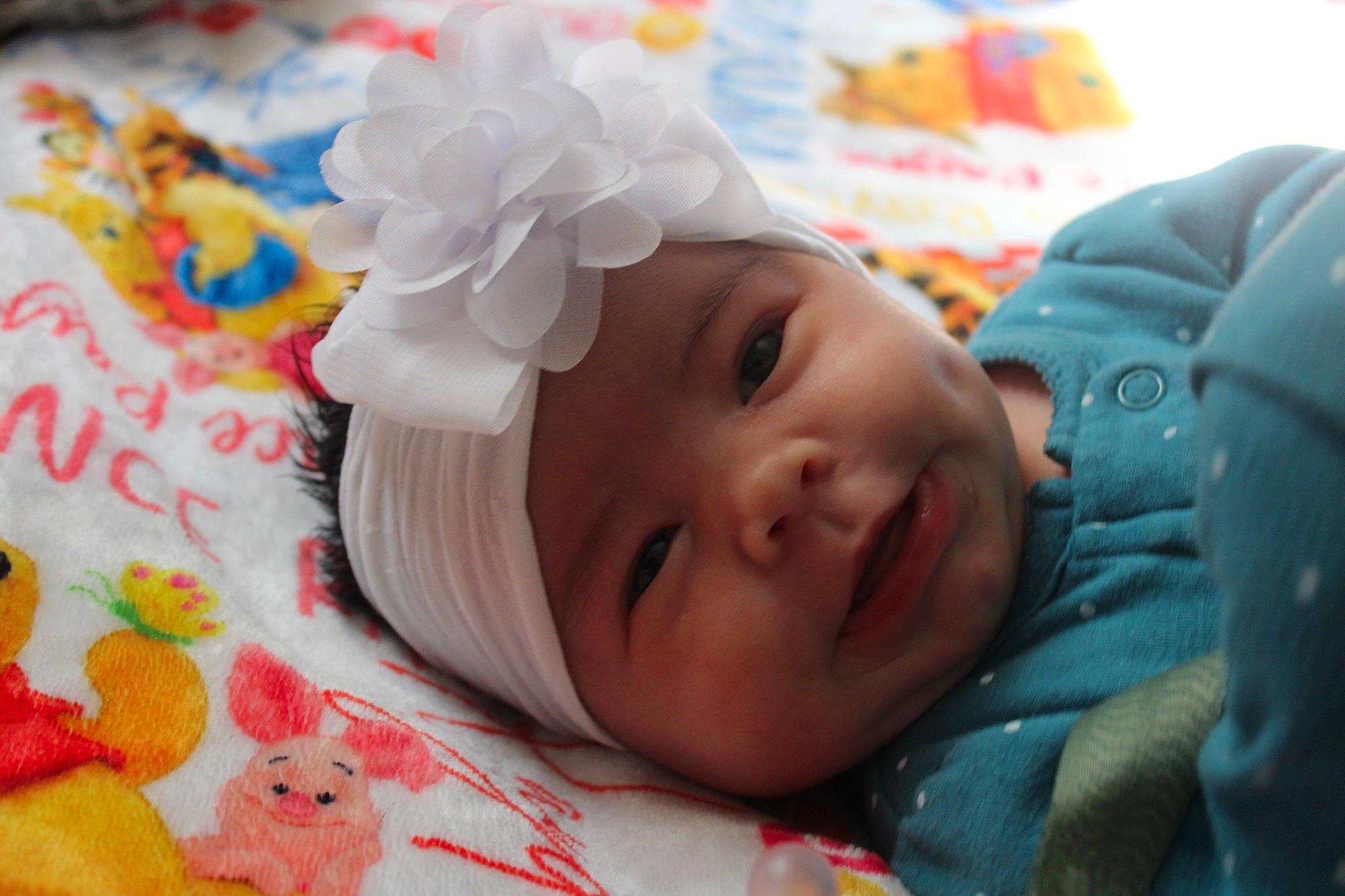 Kaydence joined the competition — help win amazing prizes! baby, baby_products, baby_toddler_clothing, bedtime, cap, cheek, child, comfort, fun, happy, headgear, headwear, linens, nap, nose, person, product, room, skin, smile