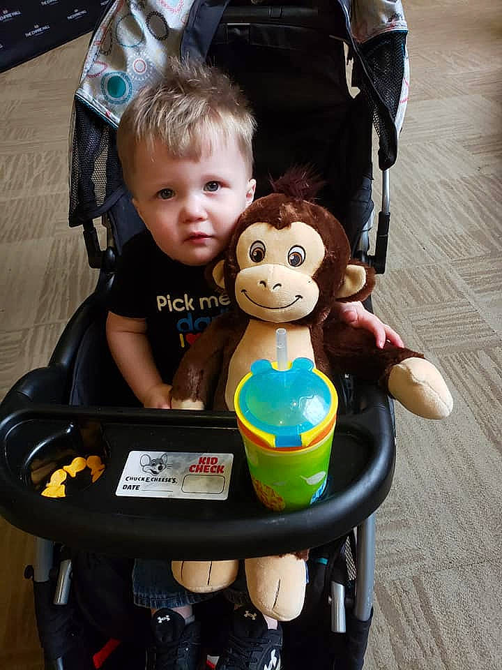 Logan joined the competition — help win amazing prizes! baby_carriage, baby_products, baby_toys, baggage, child, diaper_bag, luggage_and_bags, person, product, toddler, toy
