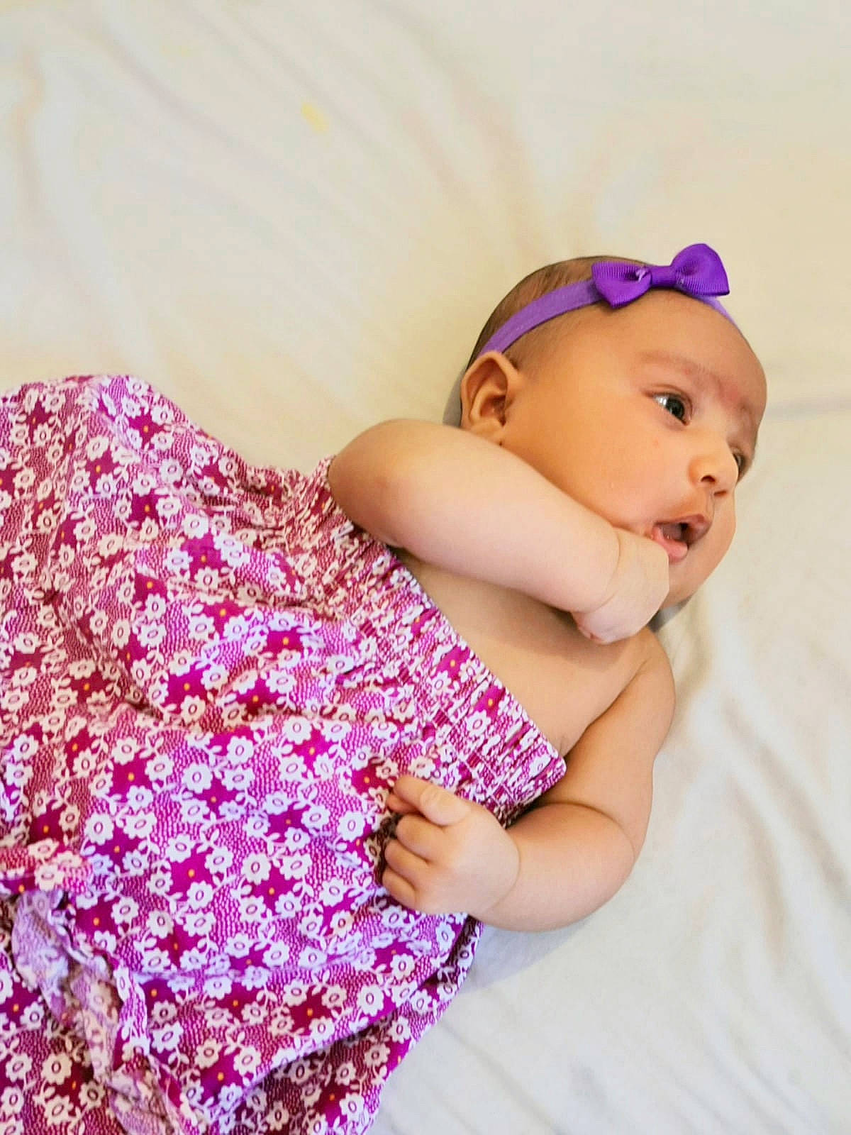 Aleena joined the competition — help win amazing prizes! baby, baby_bloomers, baby_products, baby_toddler_clothing, child, dress, fashion_accessory, hair_accessory, headgear, headwear, lavender, lilac, pattern, person, pink, product, purple, skin, textile, toddler