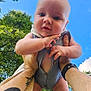 Grayson joined the competition — help win amazing prizes! baby, child, arms, tattoo, watch, sky, blue_sky, trees, greenery, outdoor, nature, person, holding, infant, cute, happy, playing, summer, sunlight, portrait