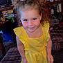 Hazel joined the competition — help win amazing prizes! candid, carpet, child, curly_hair, cute, freckles, furniture, girl, heart_makeup, indoor, living_room, person, playroom, portrait, smile, sofa, tiara, toy, tv, yellow_dress
