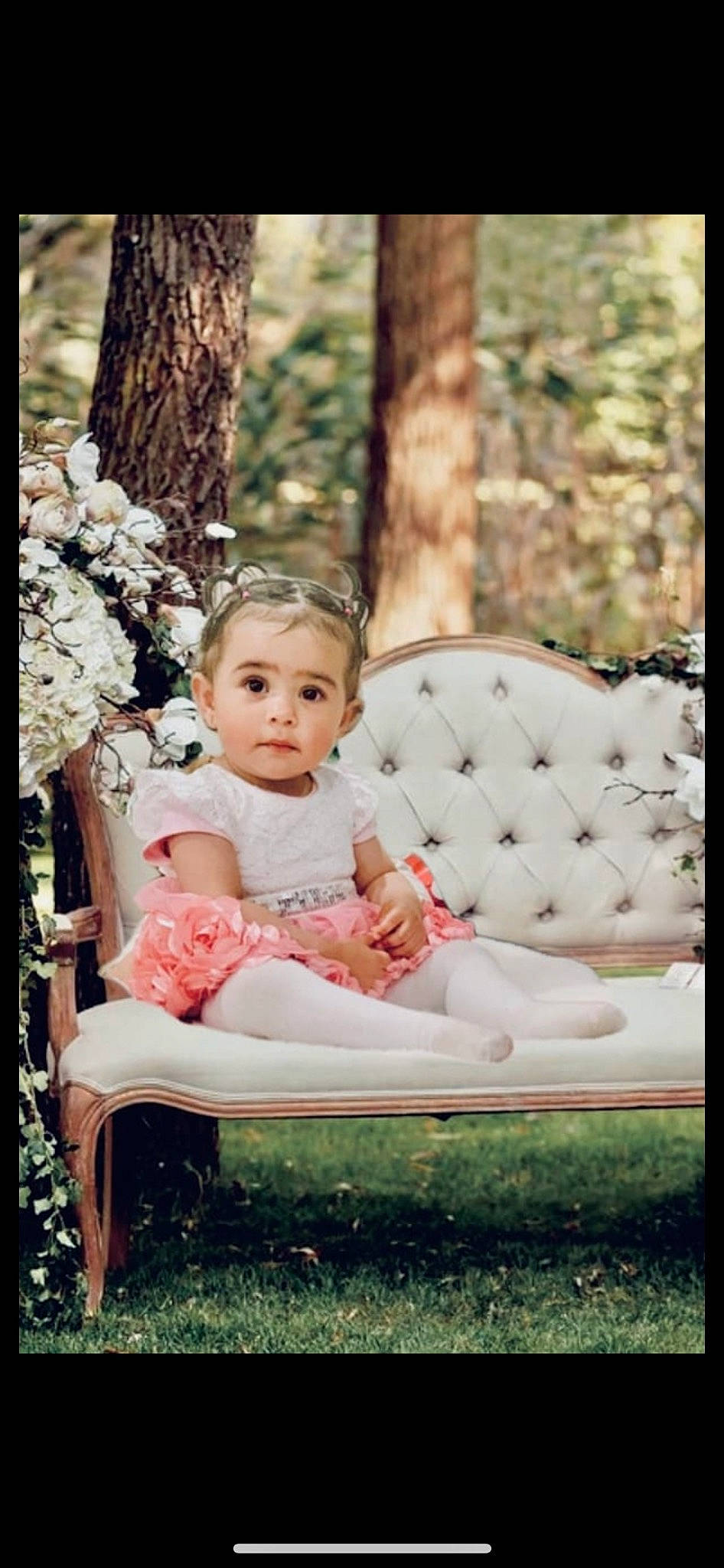 Jazlynn is registered to the contest to win money with this photo: baby, baby_toddler_clothing, chair, child, face, flash_photography, grass, happy, leaf, pattern, peach, people_in_nature, person, photo_shoot, plant, portrait, portrait_photography, sitting, toddler, tree